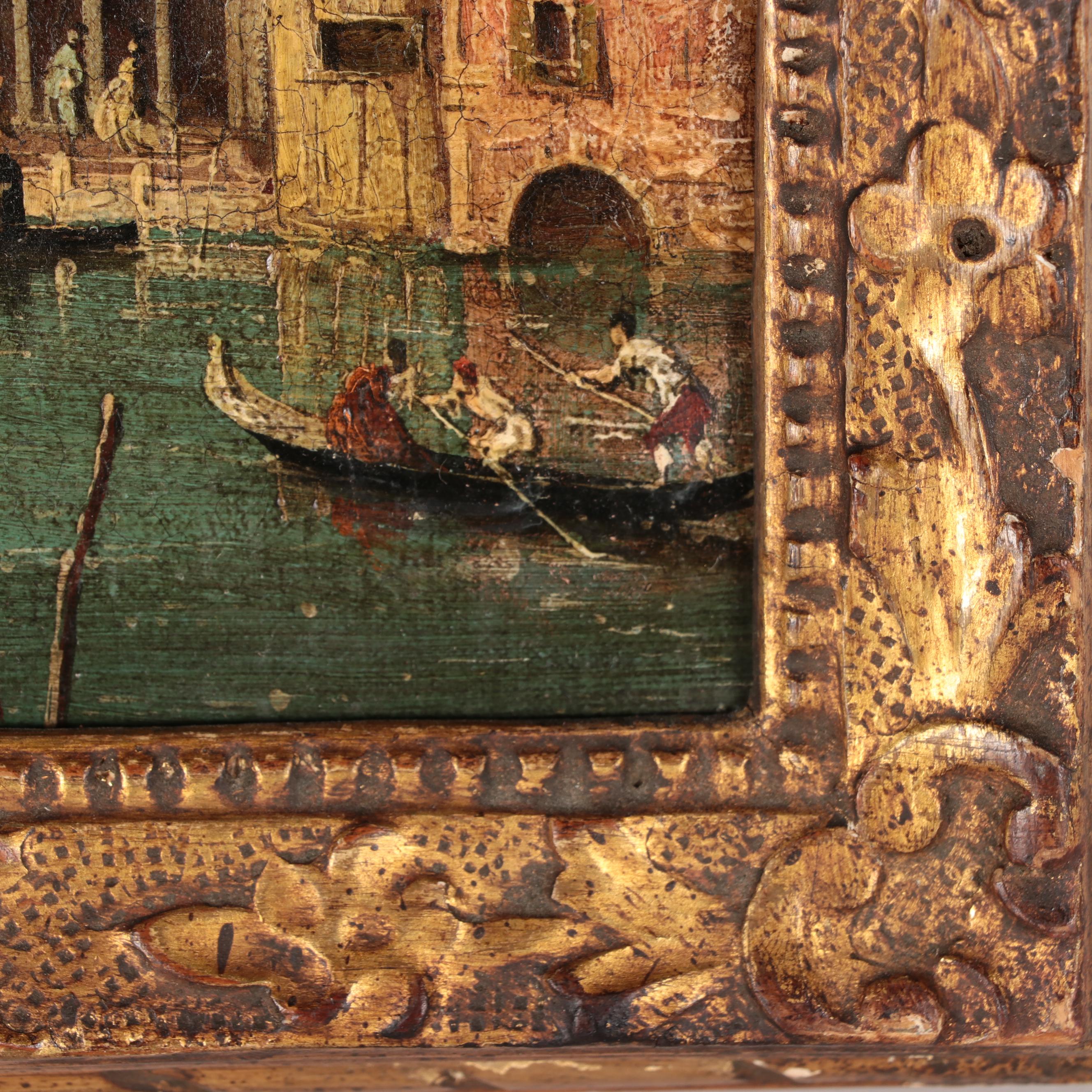 Venetian Canal Scene Oil Painting, Mid-20th Century