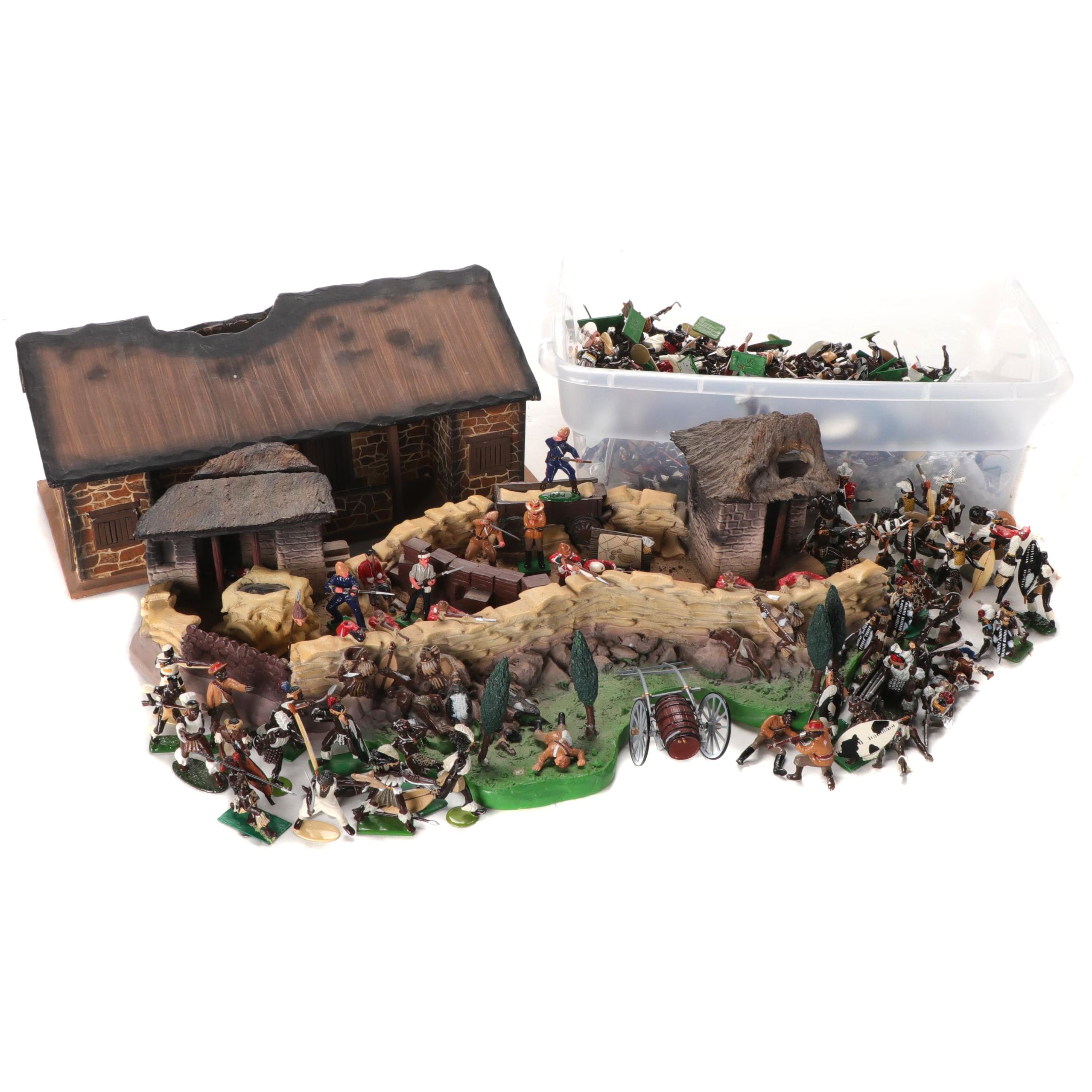 Zulu, Boer and British Red Coats Toy Soldiers with Diorama Props and Scenery