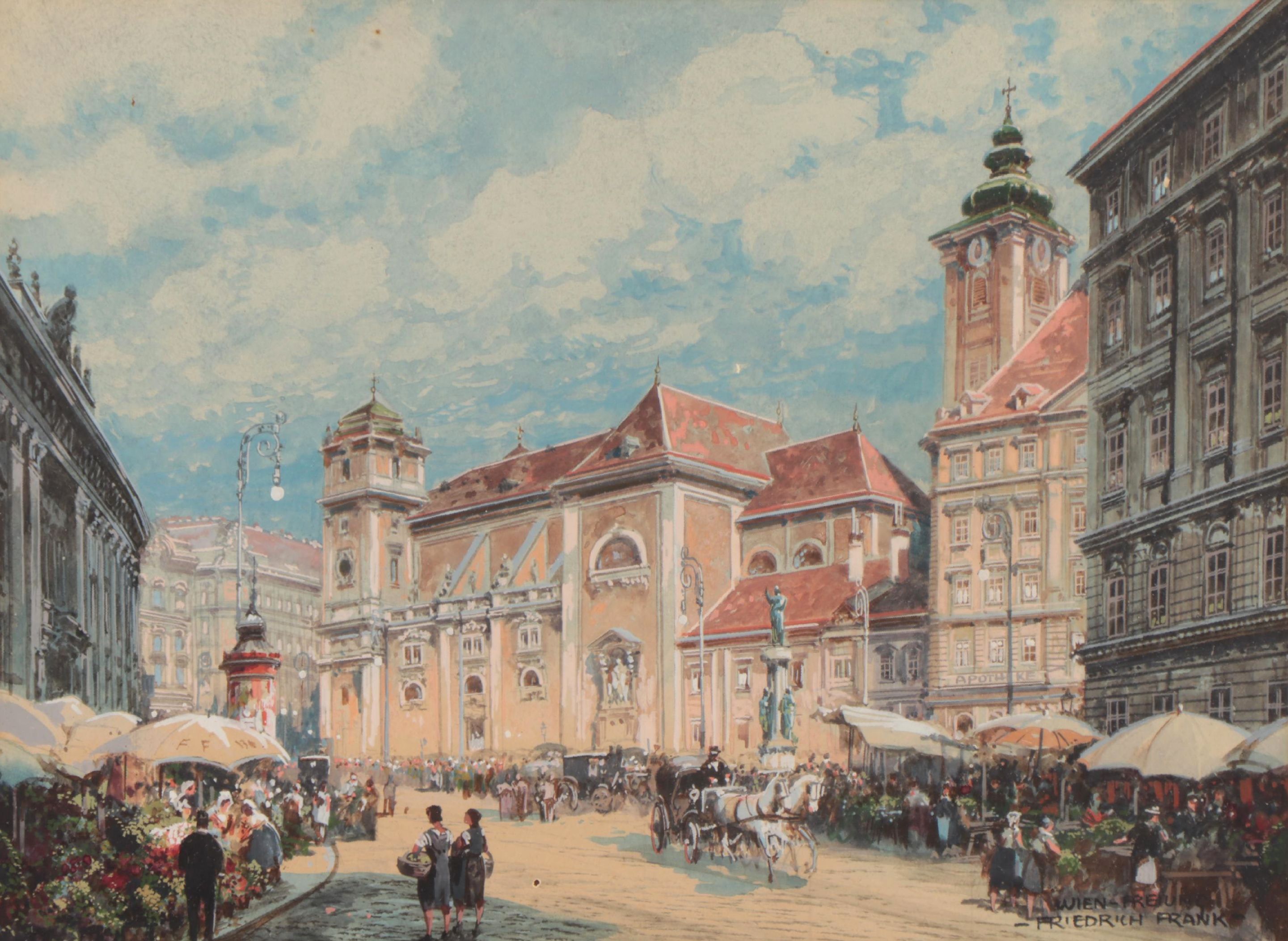 Friedrich Frank Gouache and Watercolor Painting "Wien-Freiung"