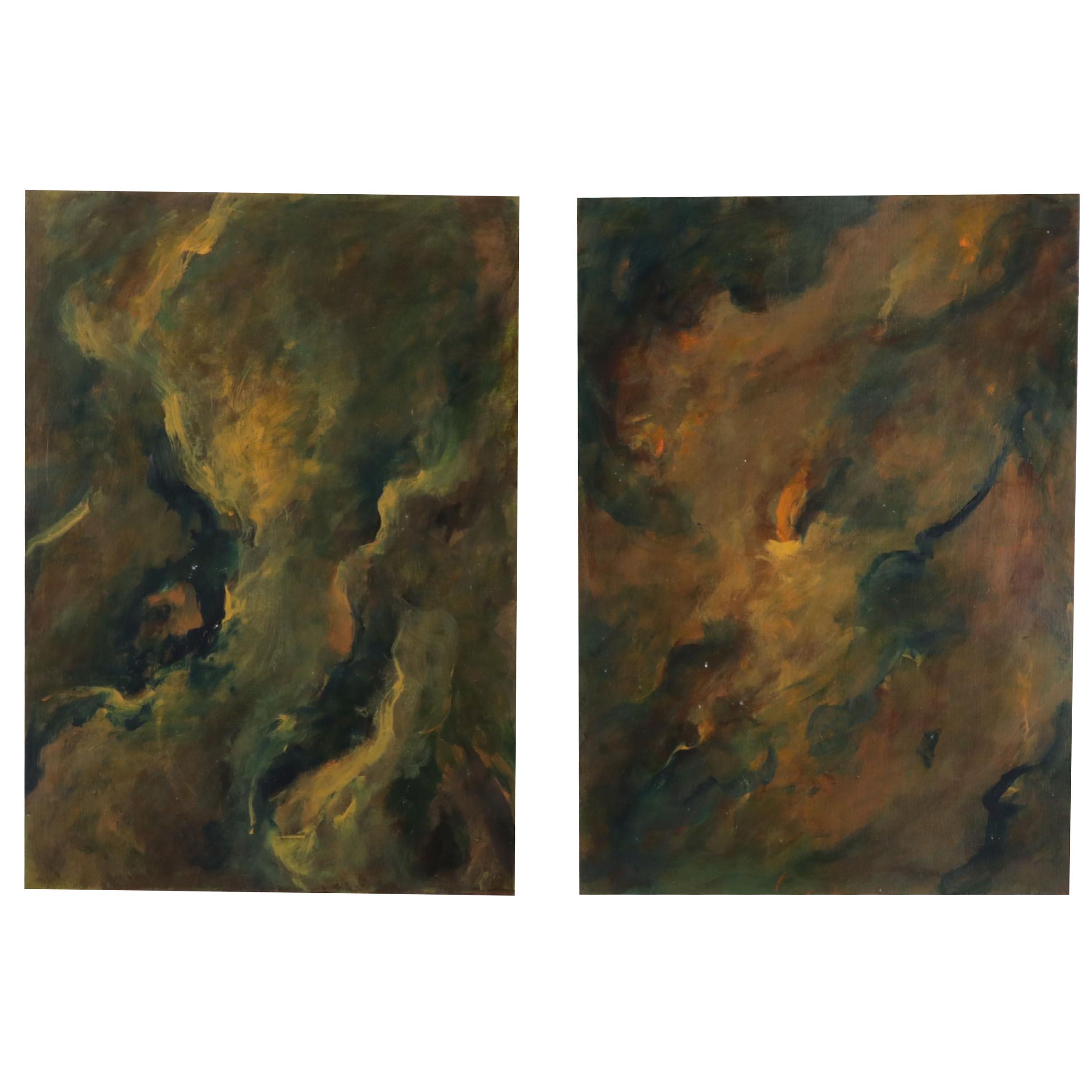 Chien Ming Su Abstract Oil Paintings, Late 20th to 21st Century