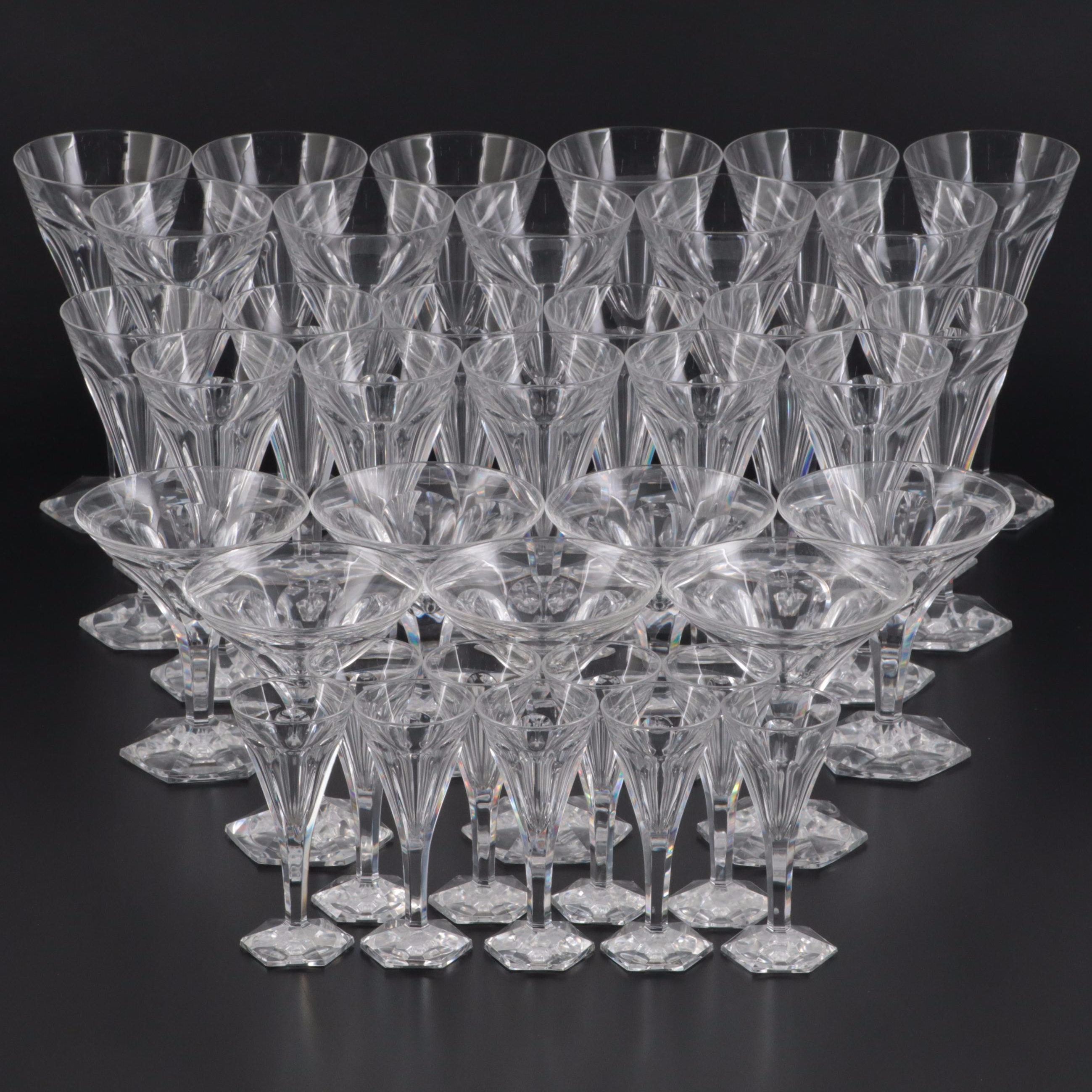 Val St. Lambert "Hafnia" Crystal Stemware, Mid to Late 20th Century