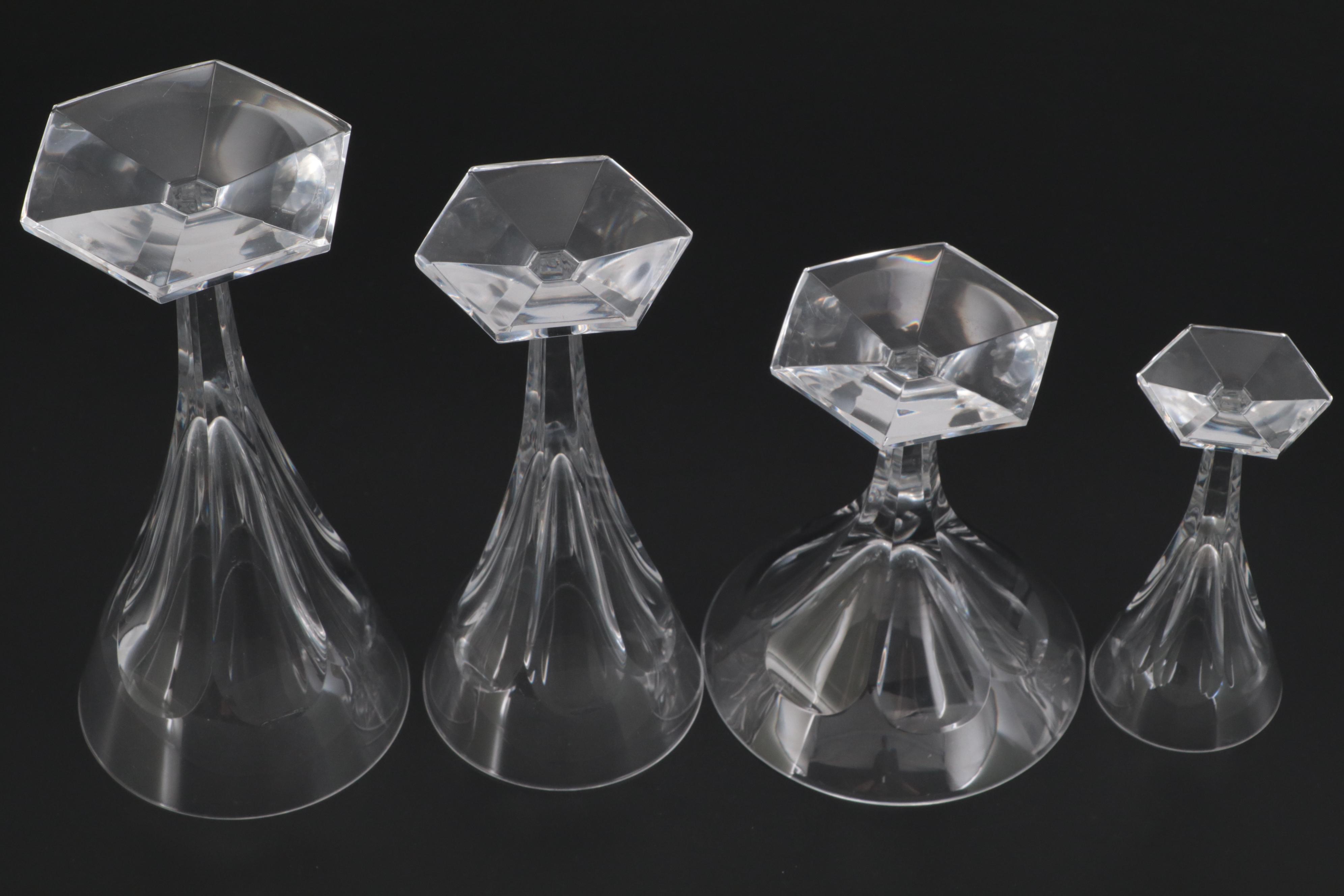 Val St. Lambert "Hafnia" Crystal Stemware, Mid to Late 20th Century