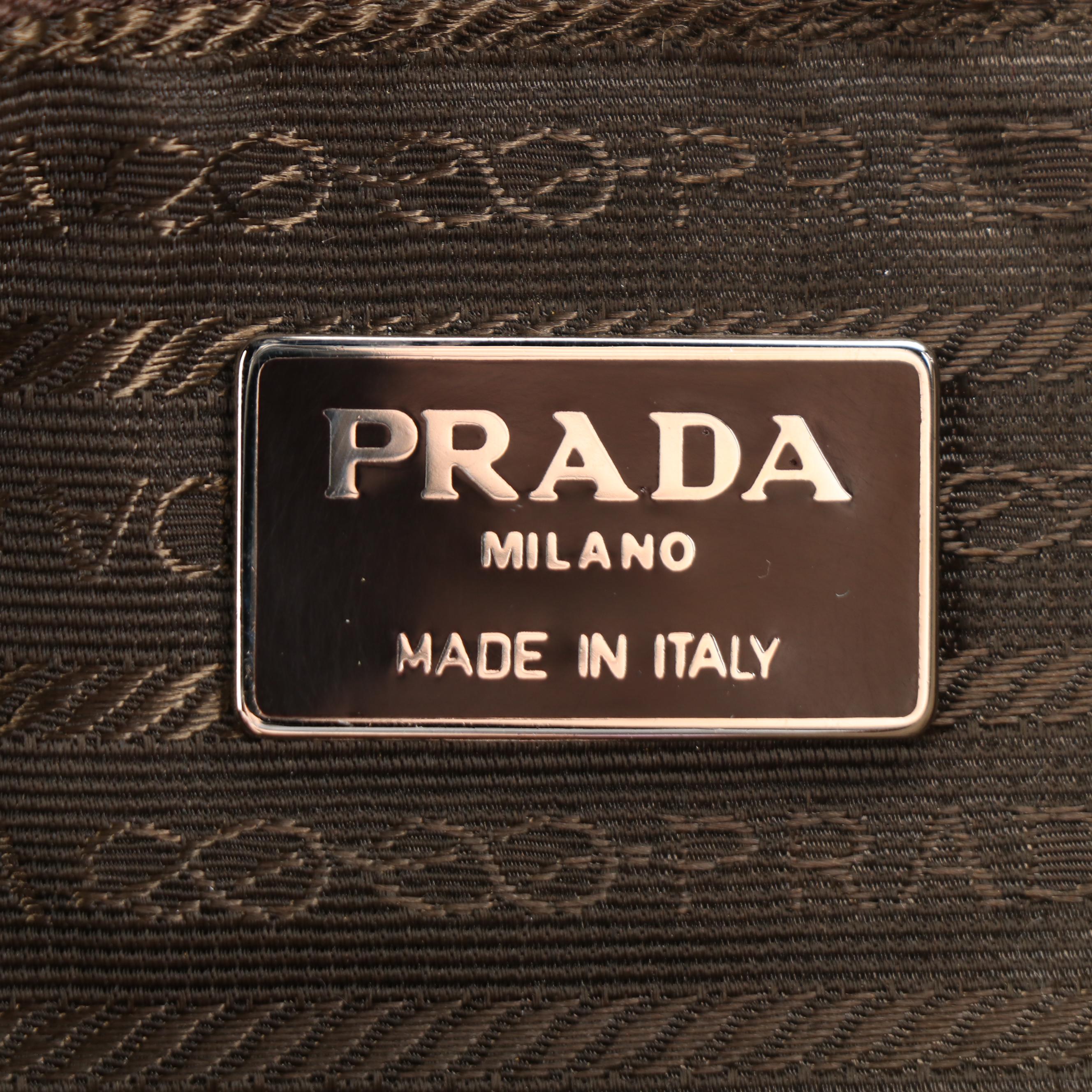 Prada Double Strap Shoulder Bag in Dark Brown Lambskin