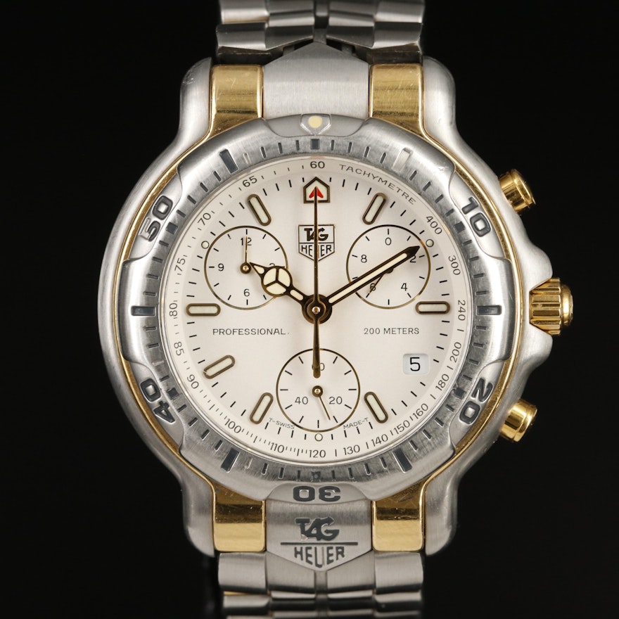 18K and Stainless Steel TAG Heur 6000 Chronograph Wristwatch