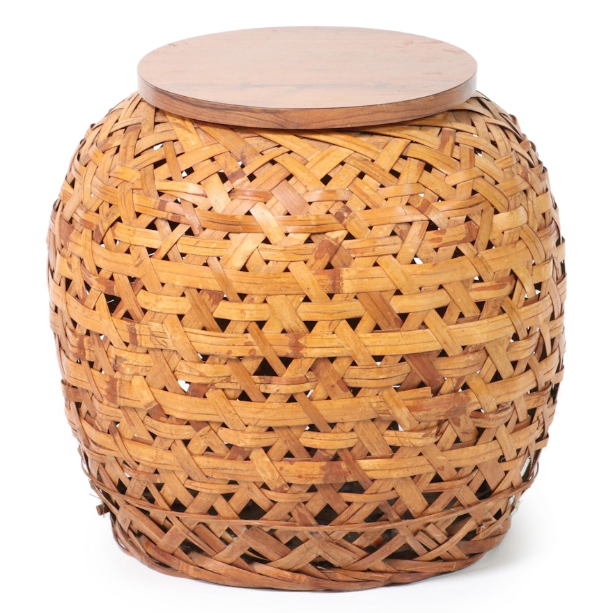 Splint-Woven Storage Basket with Laminate Lid