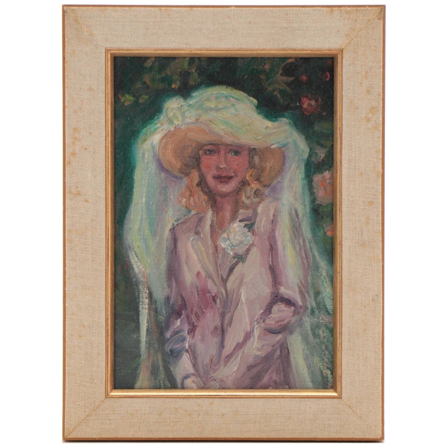 Portrait Oil Painting of a Woman in a Veil