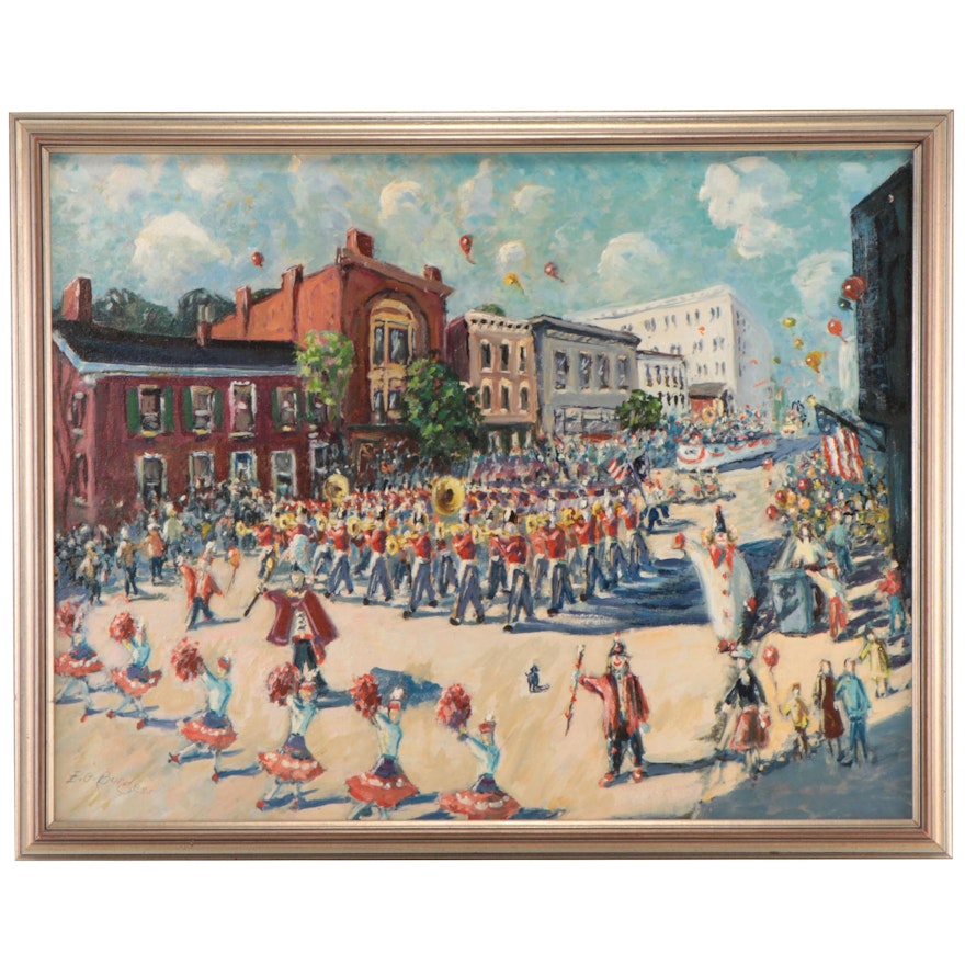 Earl G. Burgess Oil Painting of a Parade