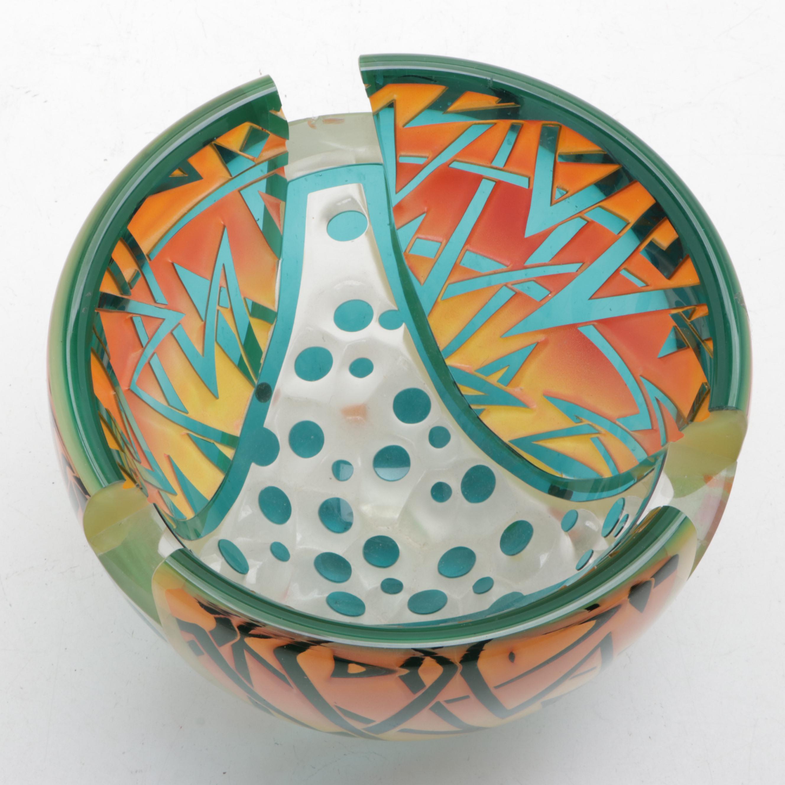 Concetta Mason "Garden Gem" Modernist Studio Art Glass Sculpture, 1987