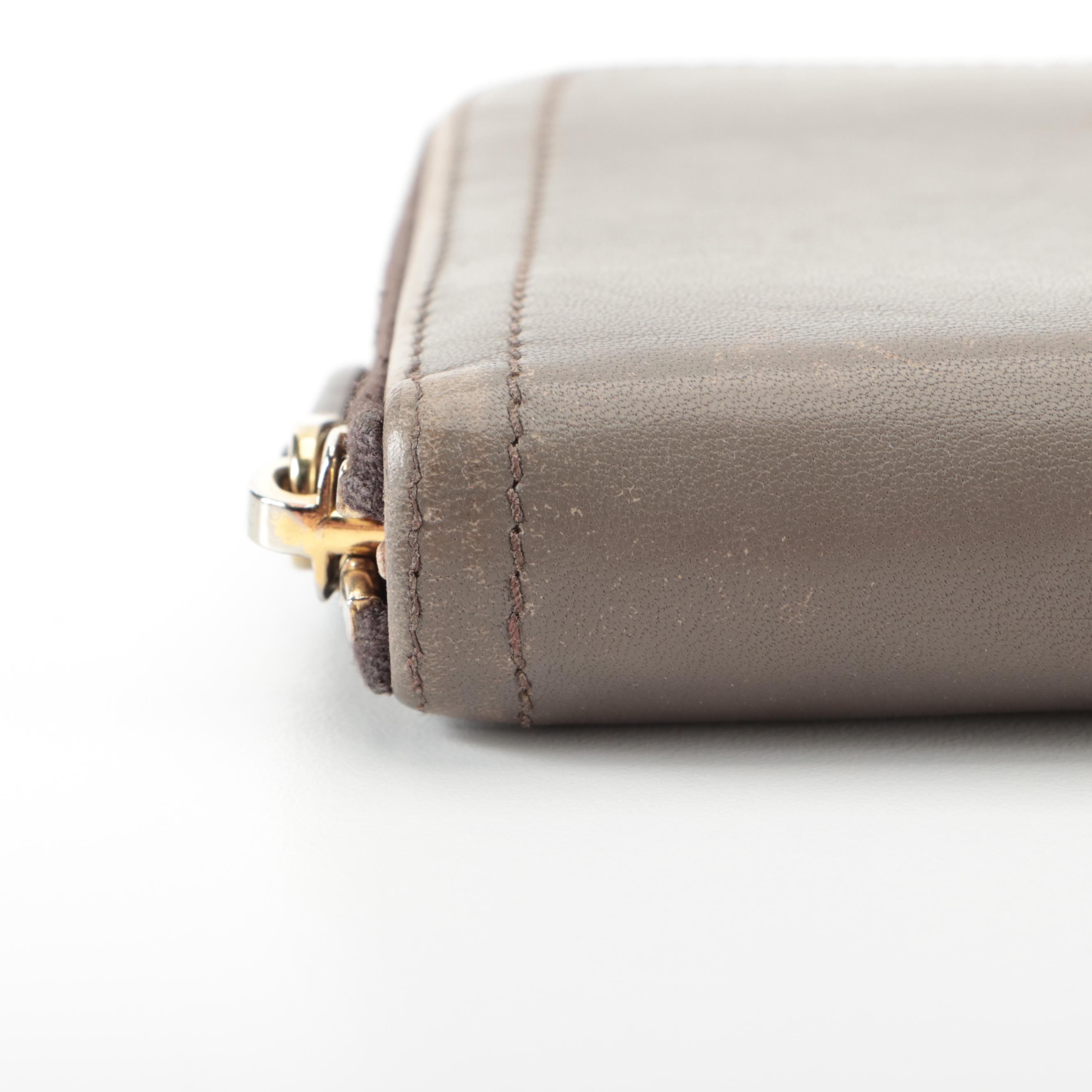 Prada Zip-Around Wallet in Bambu Taupe Calfskin with Box