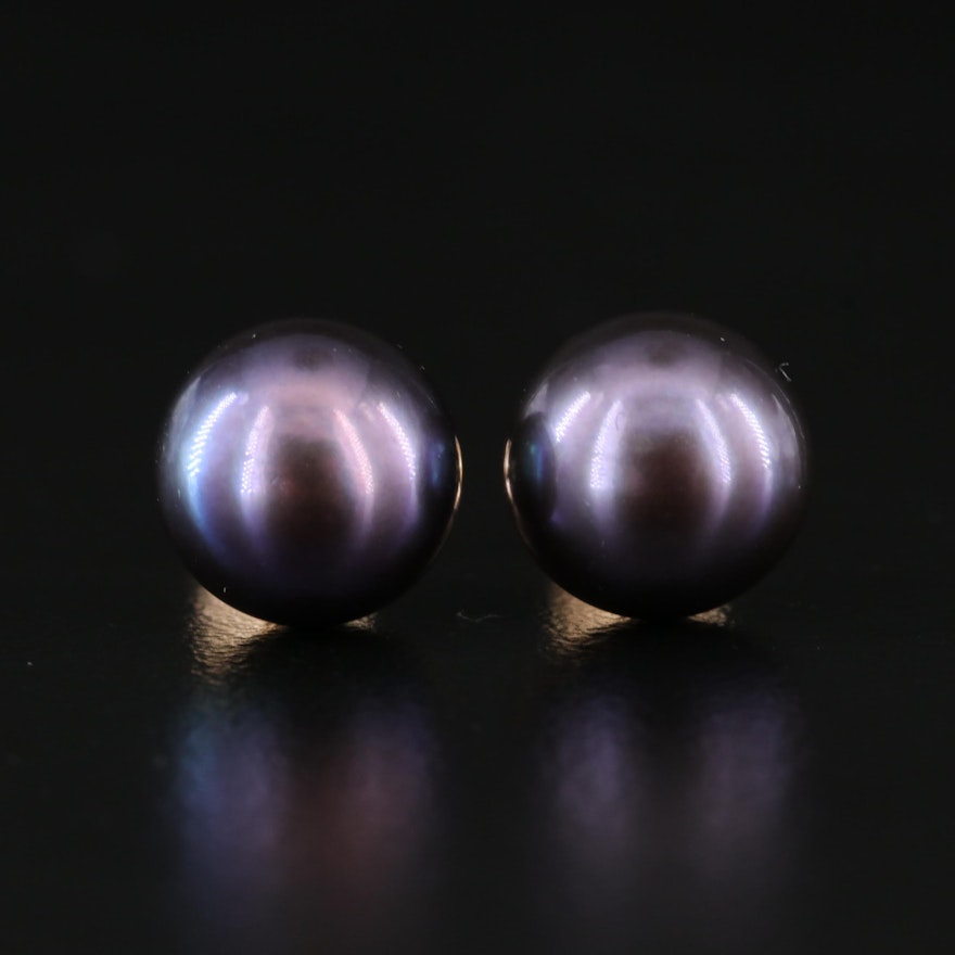 Honora 14K Pearl Button Earrings