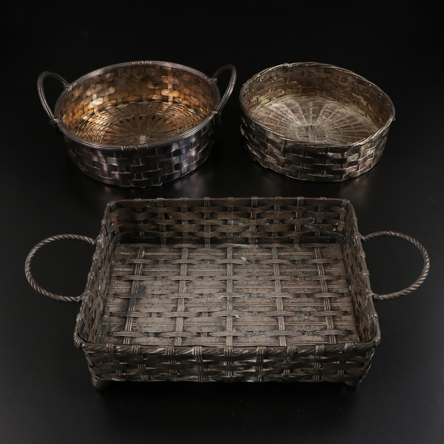 WMF Germany and Other Silver Plate Bread Baskets, 20th Century