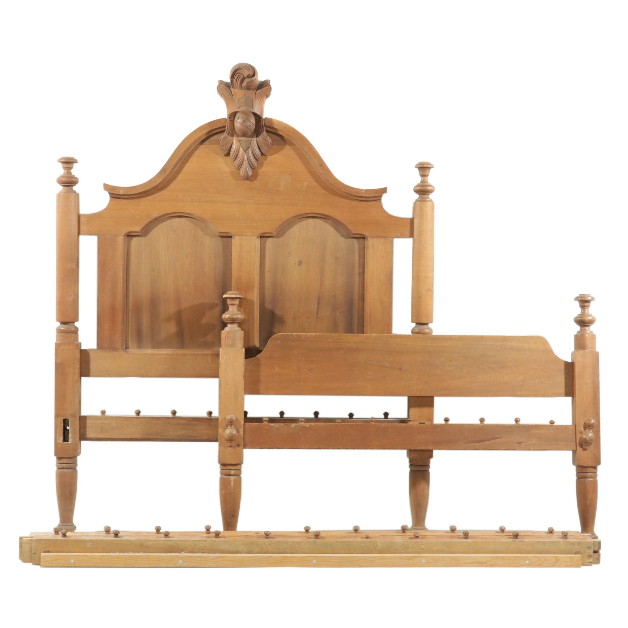 Victorian Walnut Full Size Rope Bed Frame, Late 19th to Early 20th Century