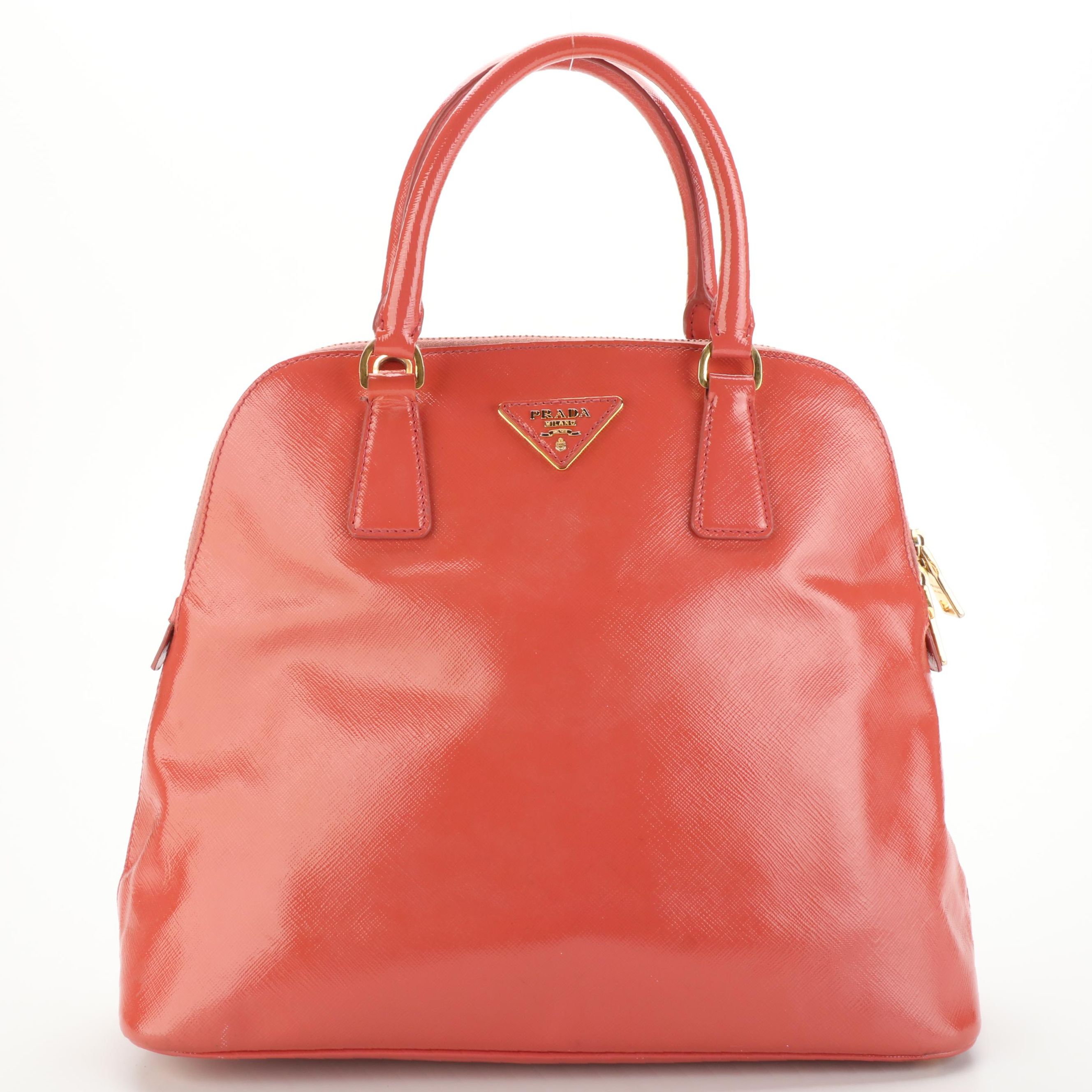 Prada Saffiano Vernice Leather Tote Bag with Detachable Crossbody Strap