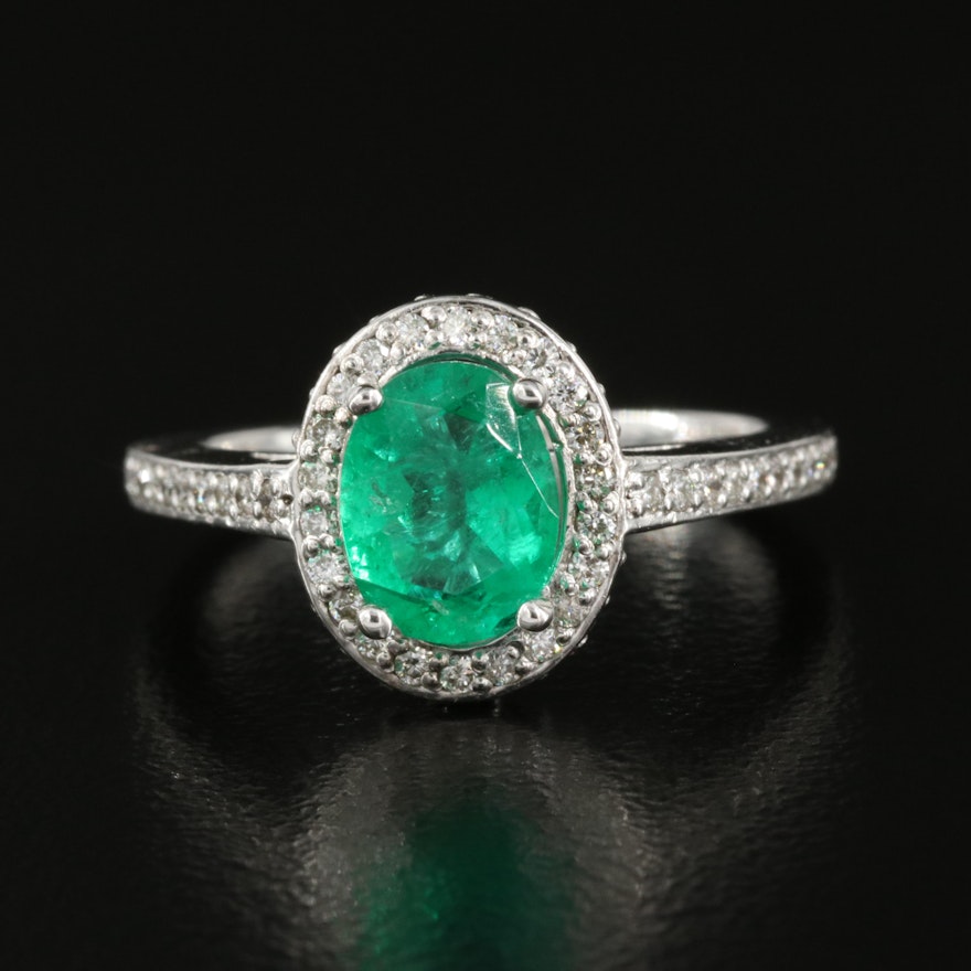 14K Emerald and Diamond Ring with GIA Report