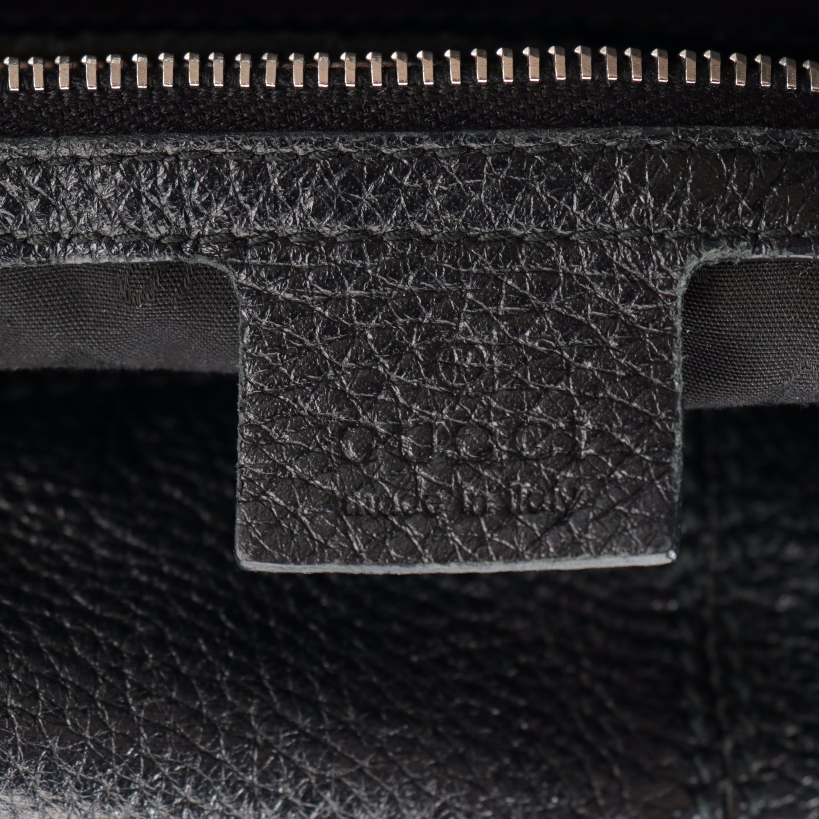 Gucci Bamboo Hobo Bag in Black Pebbled Leather with Tassel