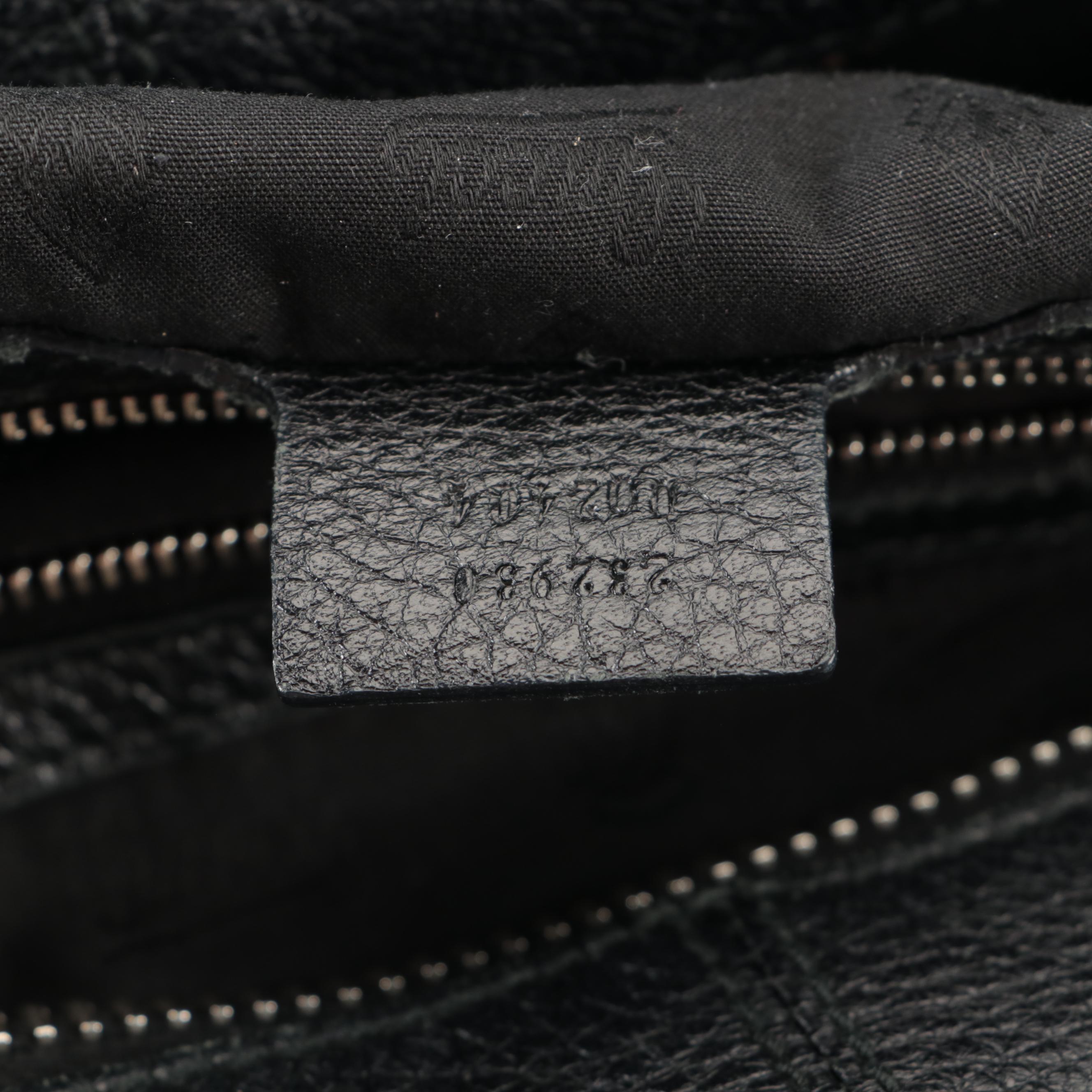 Gucci Bamboo Hobo Bag in Black Pebbled Leather with Tassel