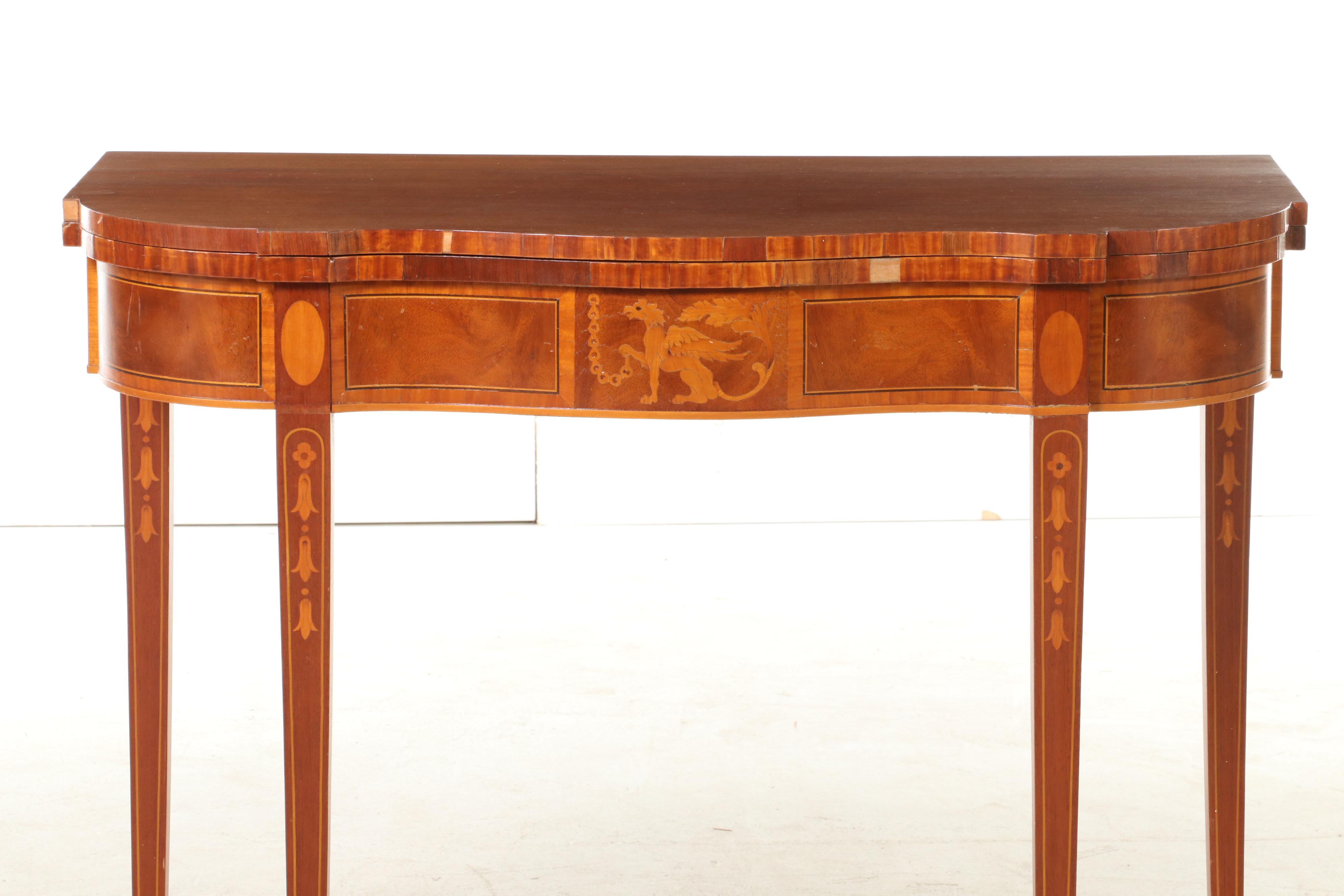 Federal Style Fold-Top Card Table with Inlaid Design