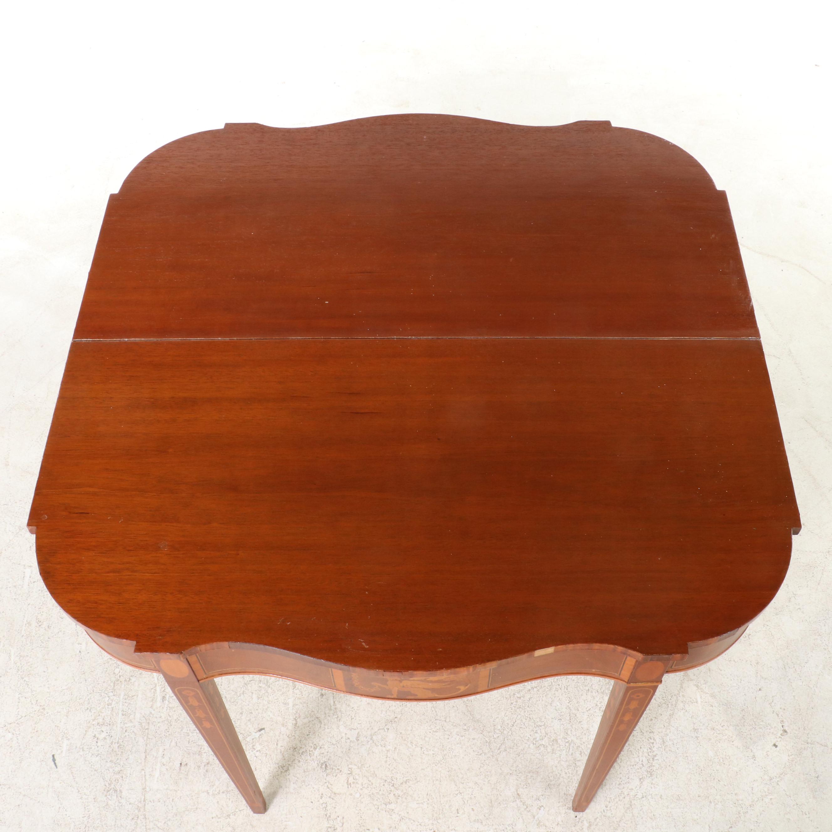 Federal Style Fold-Top Card Table with Inlaid Design