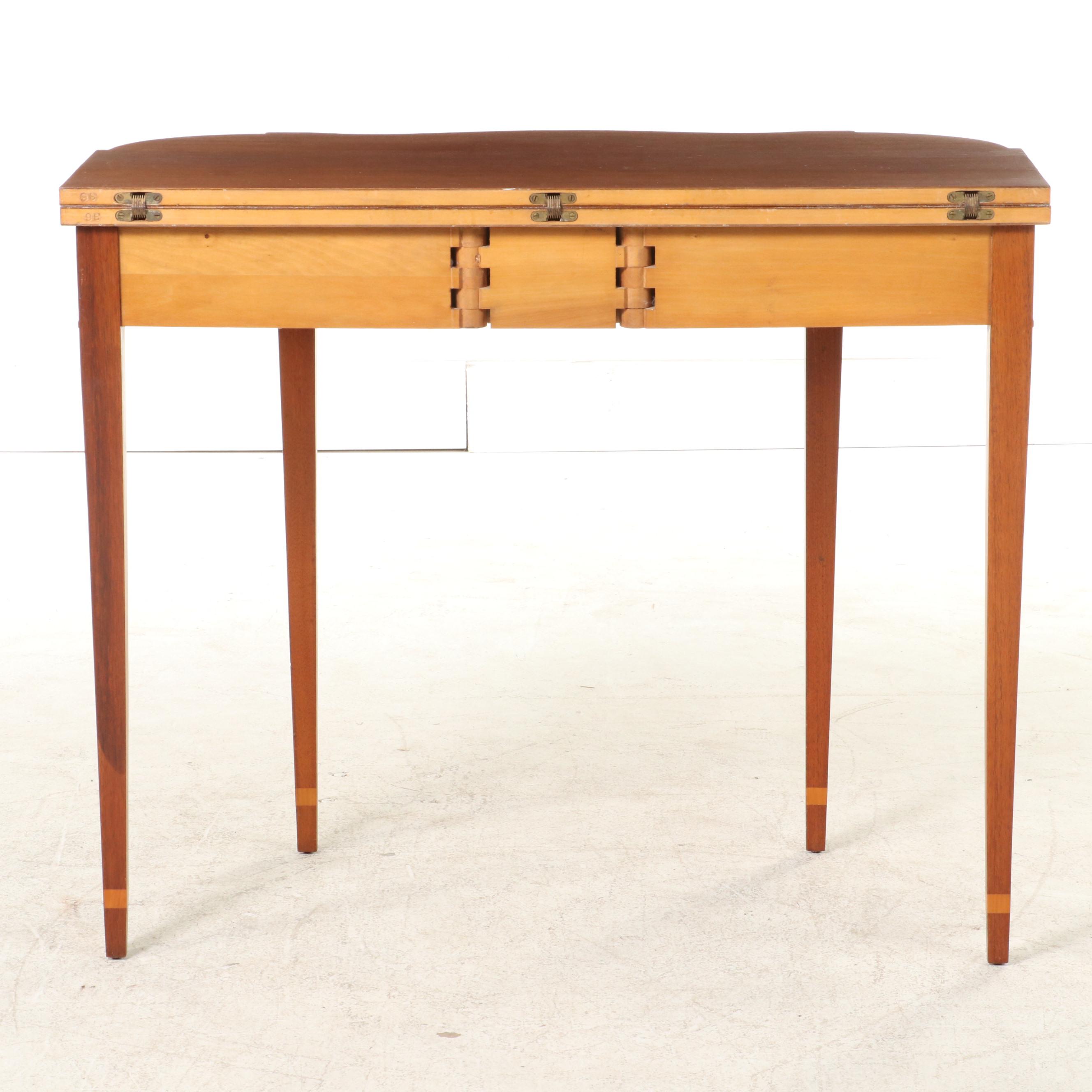 Federal Style Fold-Top Card Table with Inlaid Design