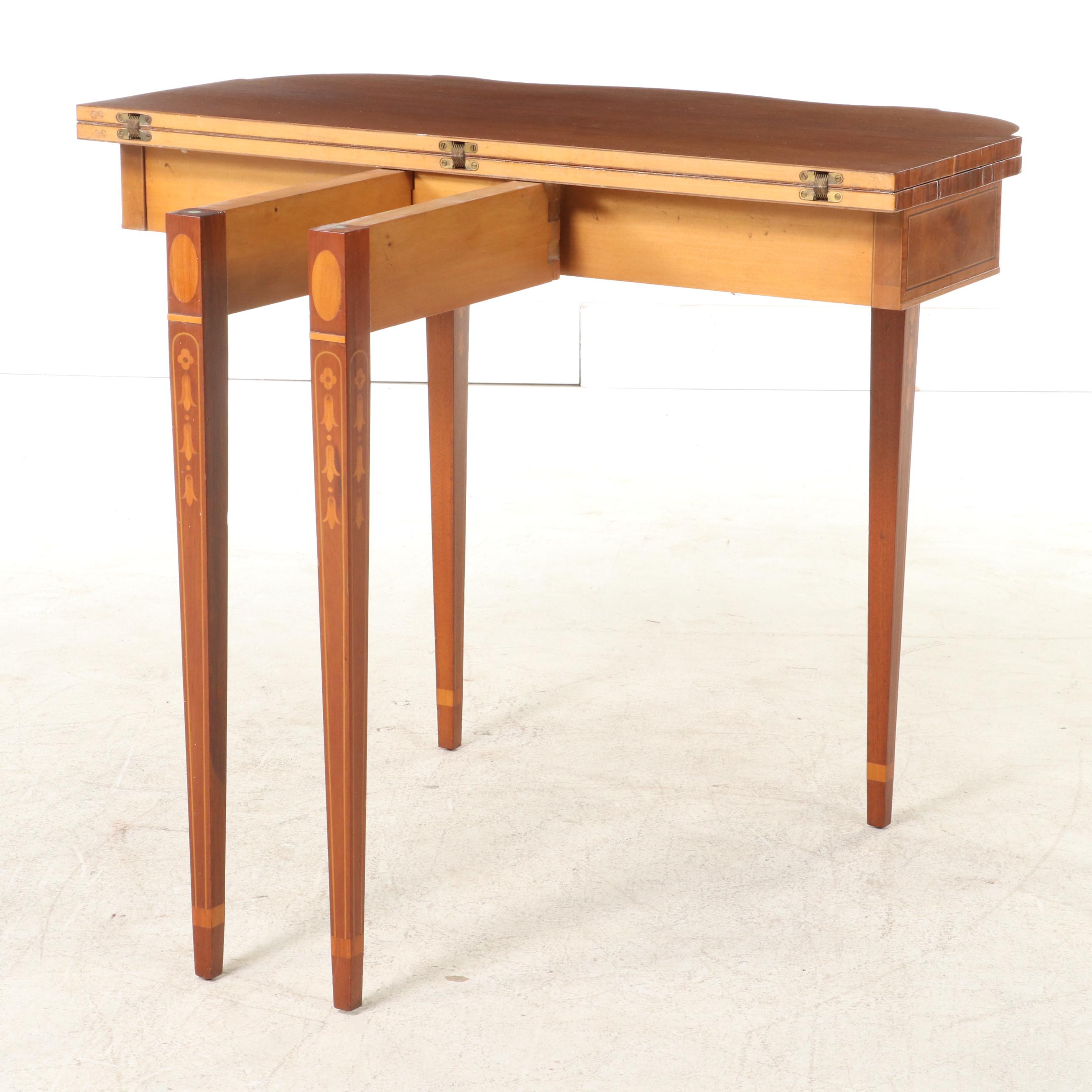 Federal Style Fold-Top Card Table with Inlaid Design