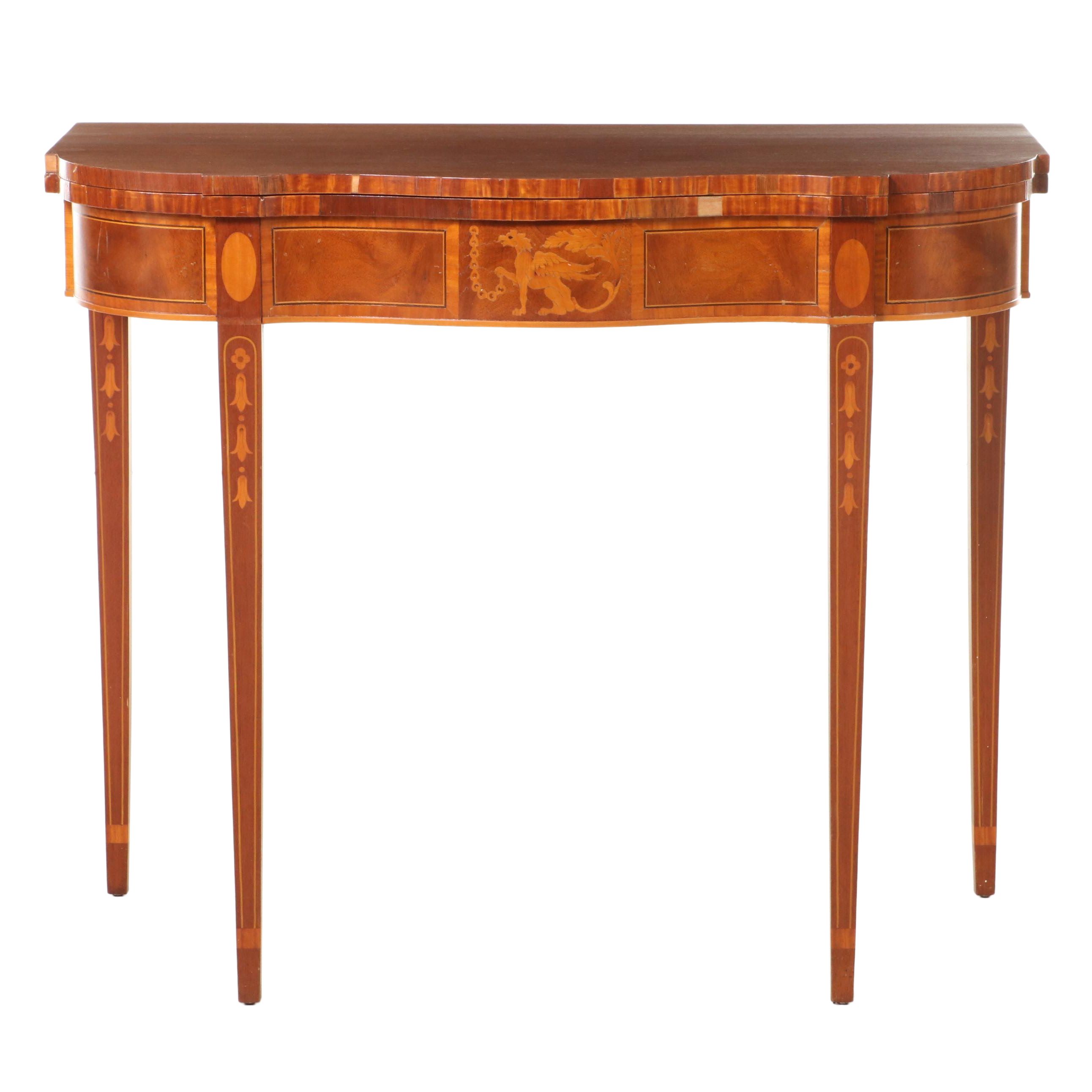 Federal Style Fold-Top Card Table with Inlaid Design