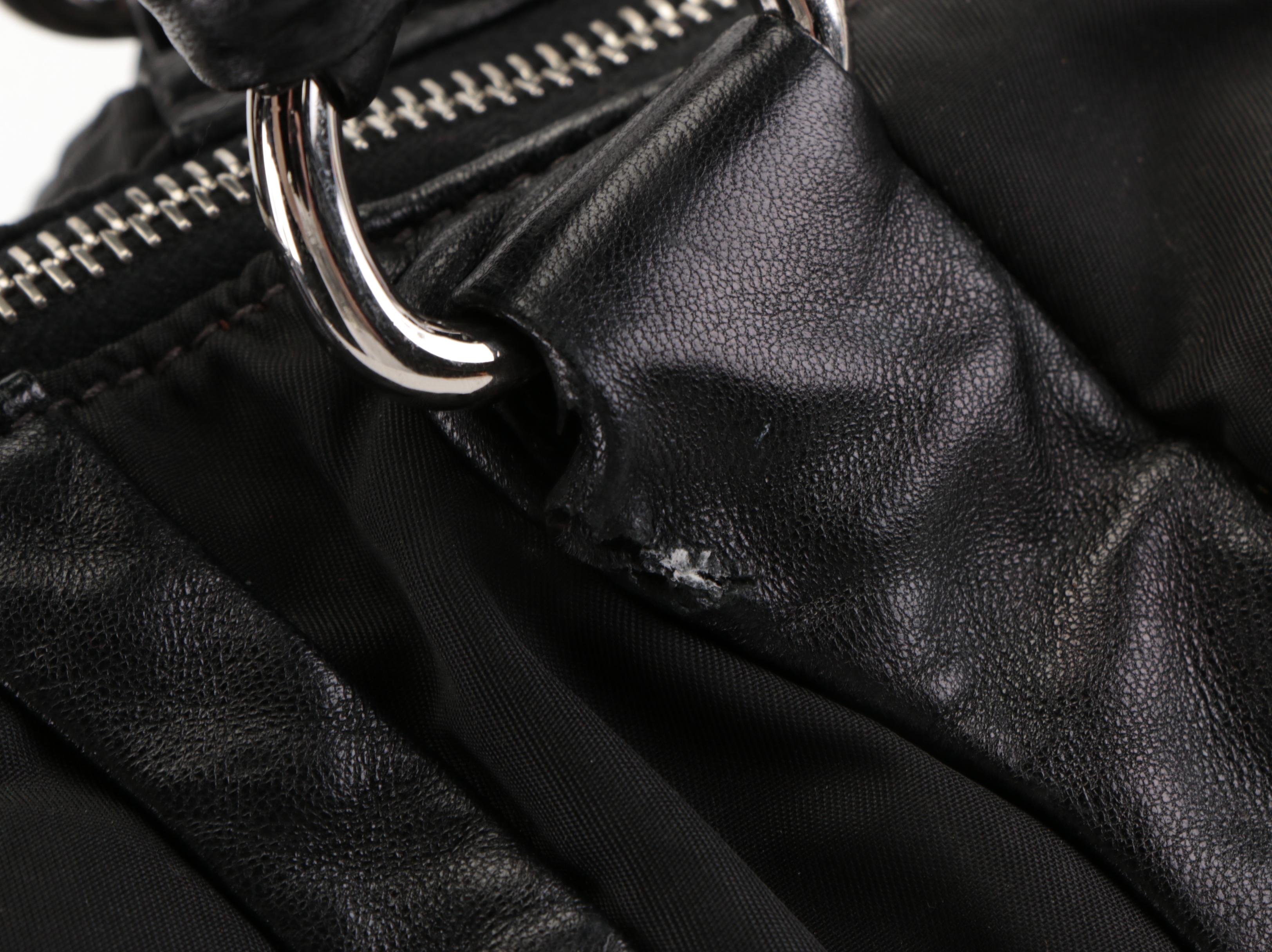 Prada Waves Hobo Bag in Black Nylon Tessuto with Lambskin Leather