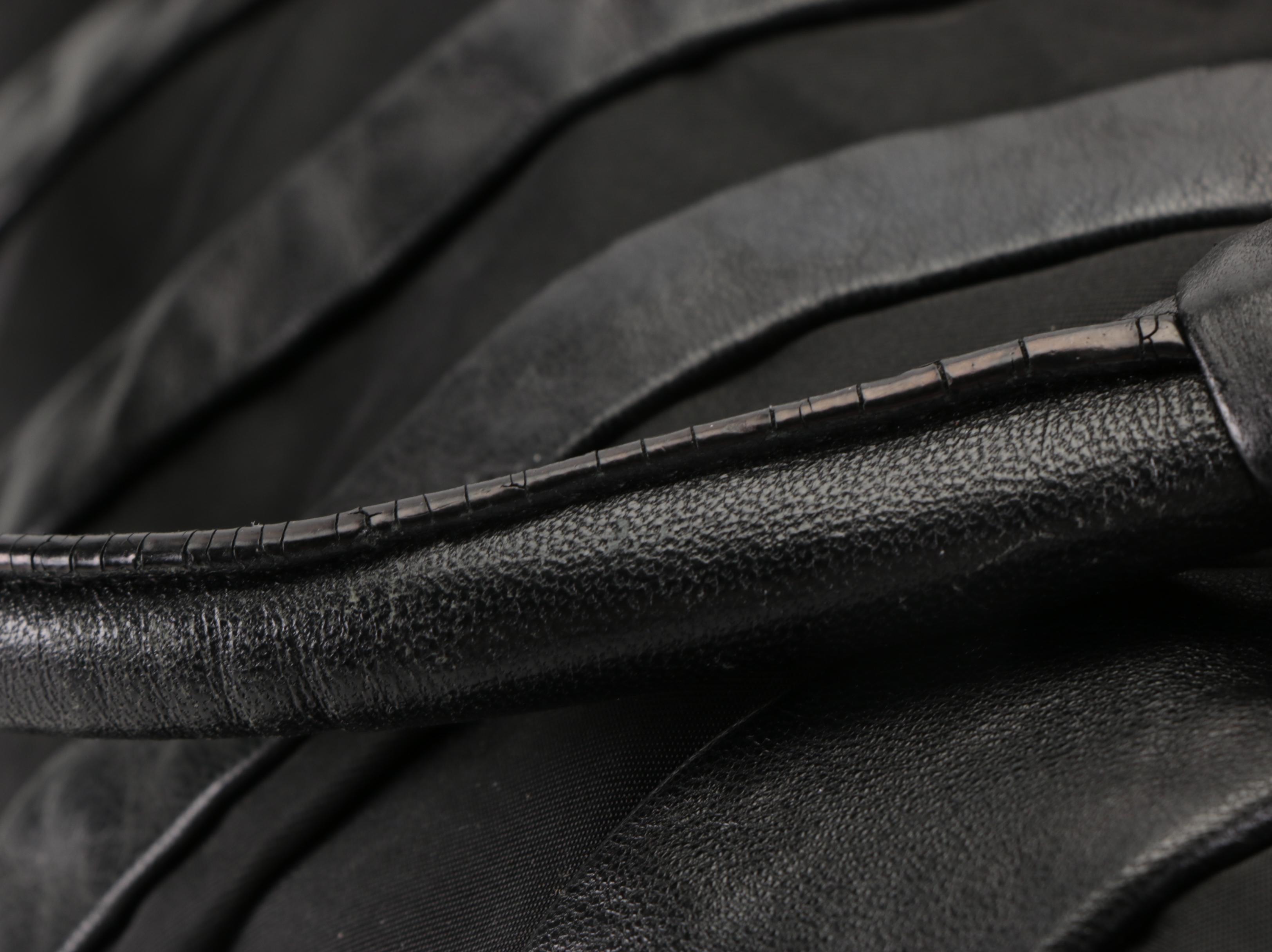 Prada Waves Hobo Bag in Black Nylon Tessuto with Lambskin Leather