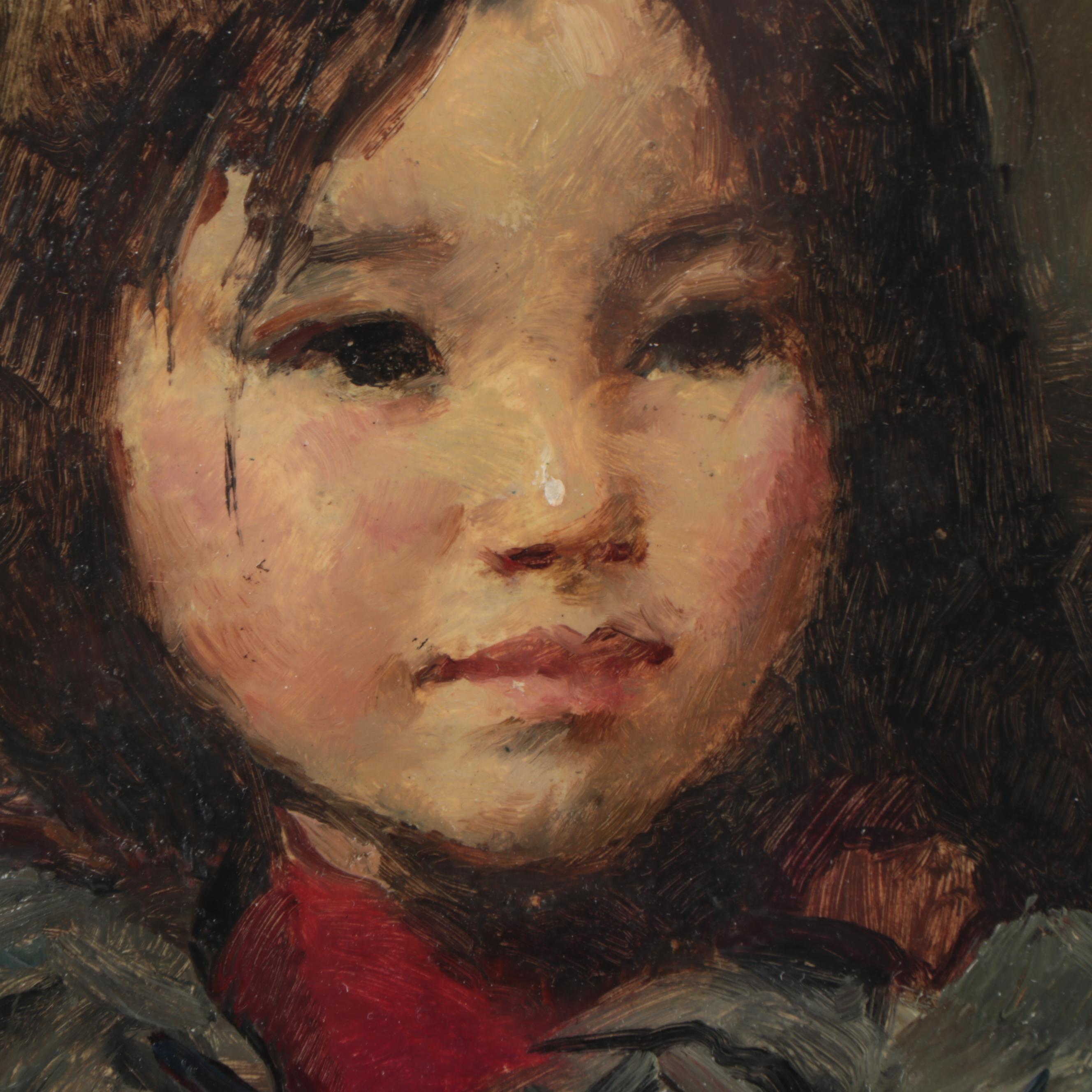 Zhang Wen Xin Portrait Oil Painting of Child, 1986