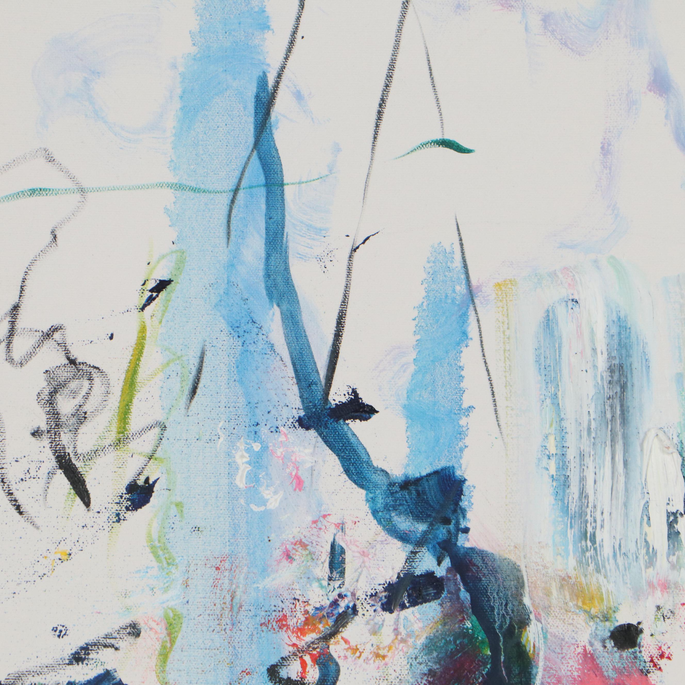 Suzie Wright Abstract Oil Painting "Marina Party," Circa 2000