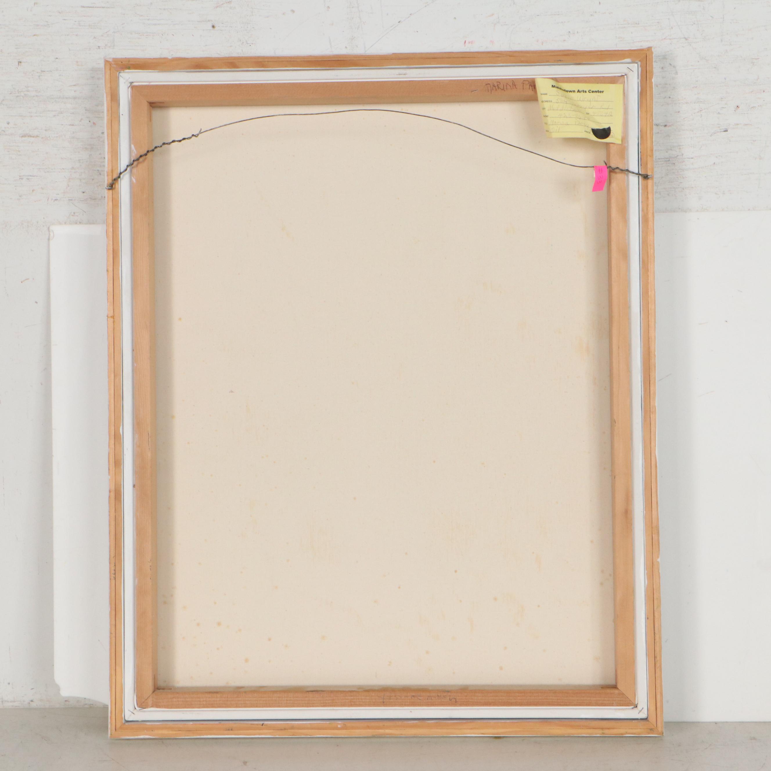 Suzie Wright Abstract Oil Painting "Marina Party," Circa 2000