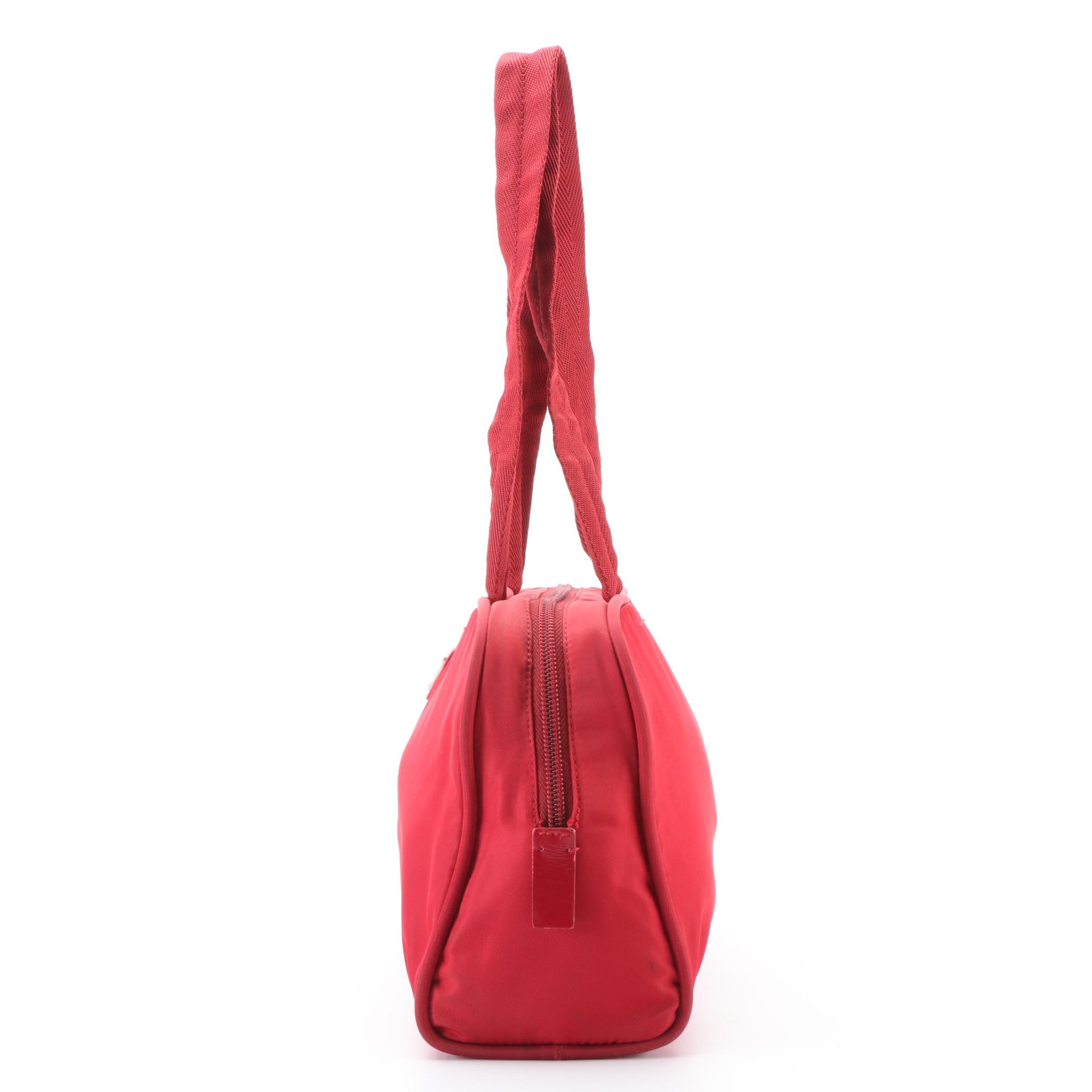 Prada Small Shoulder Bag with Lock in Red Nylon