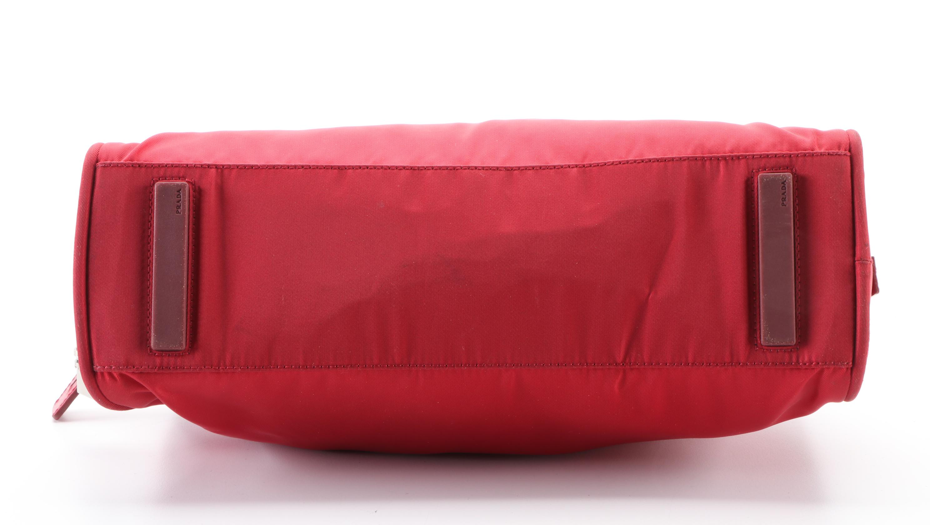 Prada Small Shoulder Bag with Lock in Red Nylon