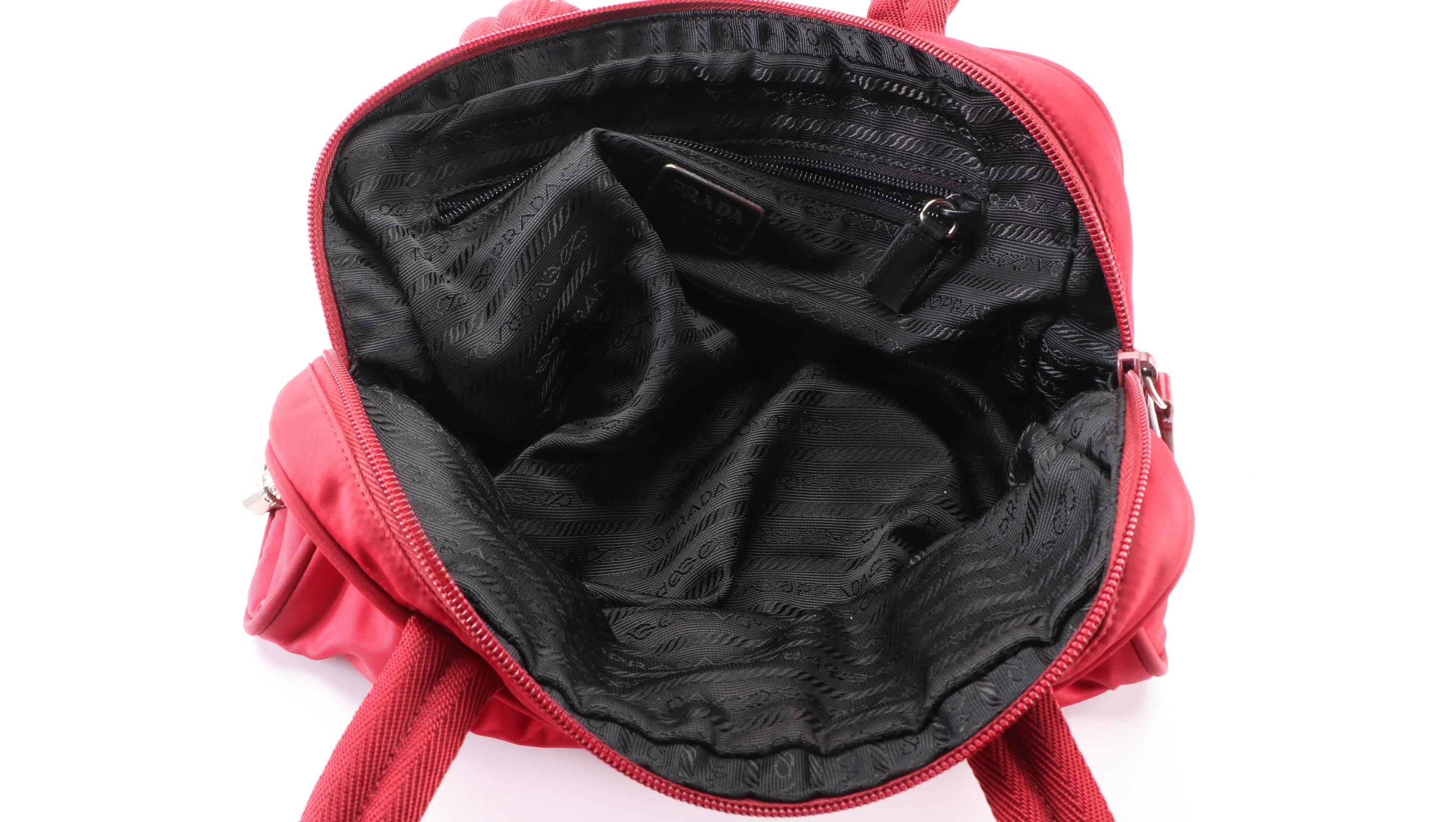 Prada Small Shoulder Bag with Lock in Red Nylon
