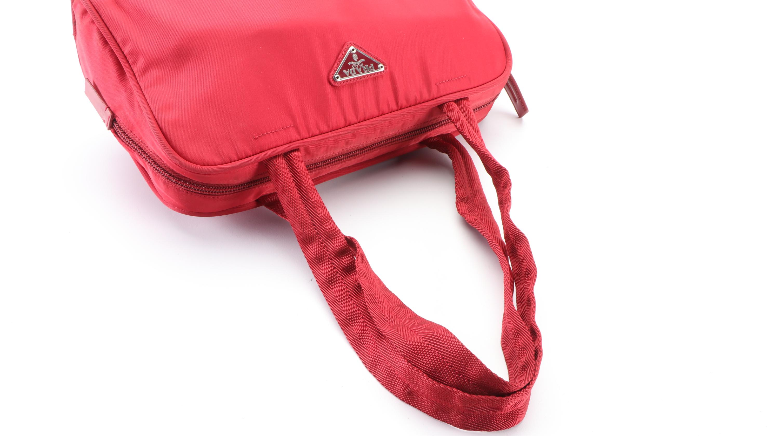 Prada Small Shoulder Bag with Lock in Red Nylon