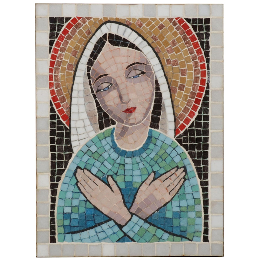 Pat Dibert Holy Mother Glass Mosaic "Icon," Circa 2000