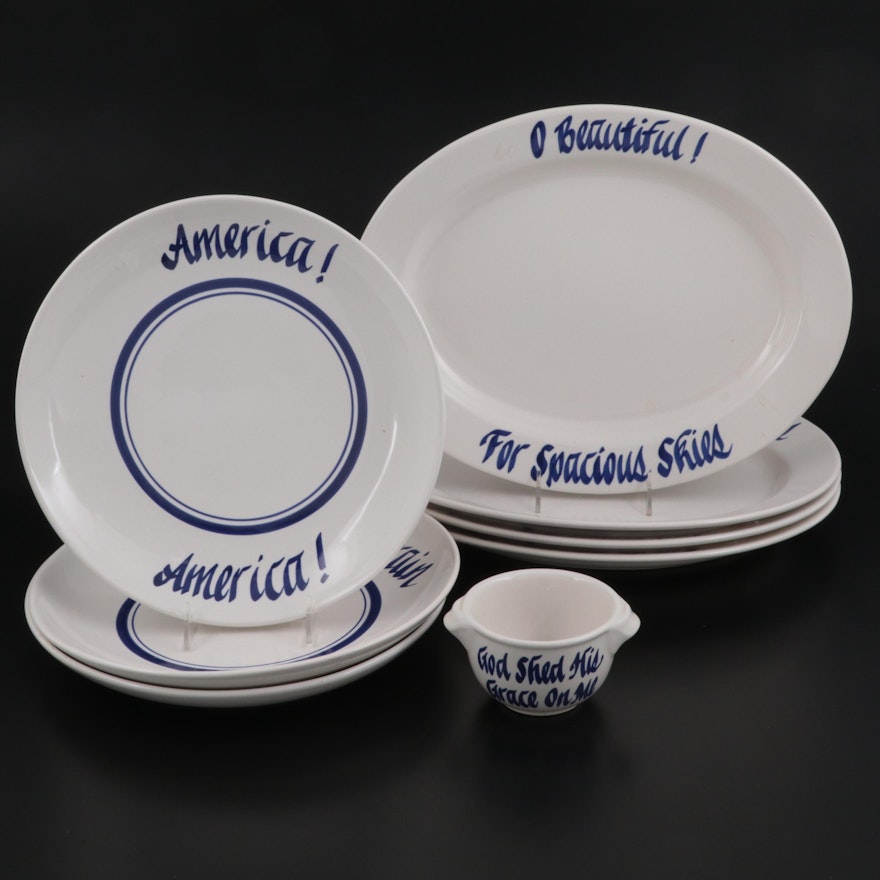 Clay Design Hand-Painted "America the Beautiful" Lyrics Tableware