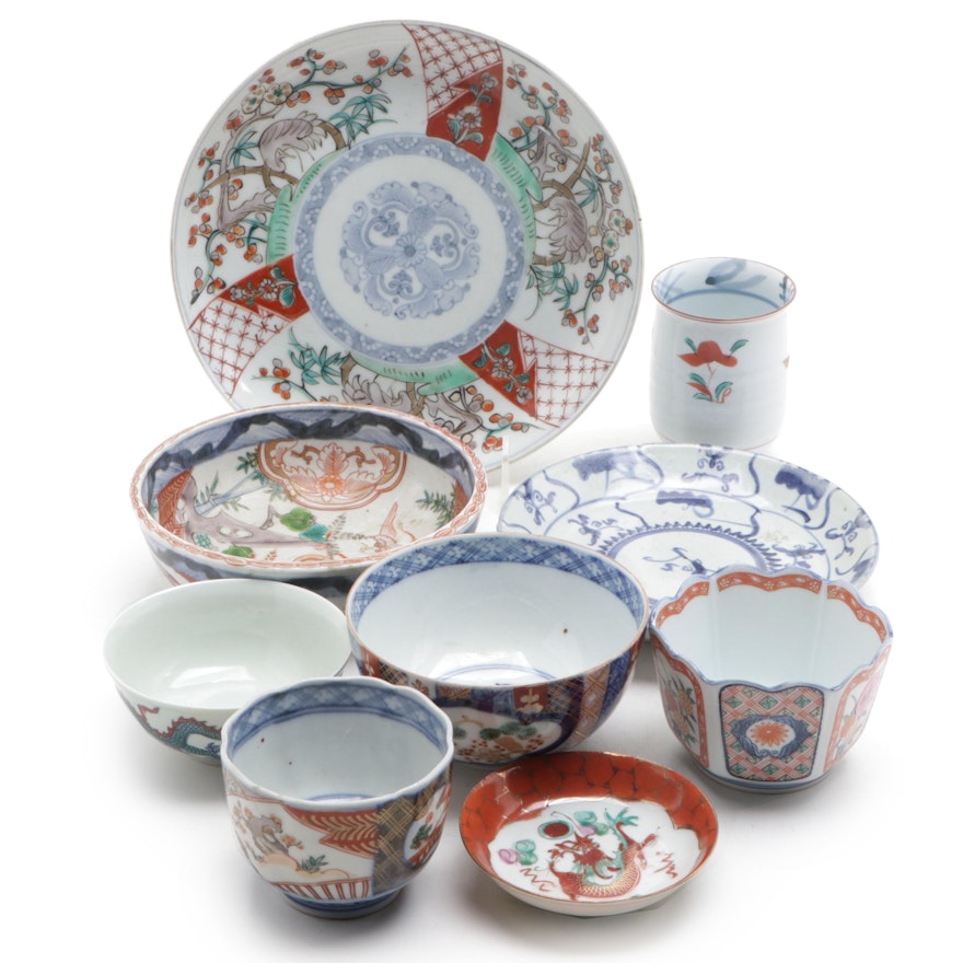 Japanese Arita Fuki Choshun with Other Imari Porcelain Tableware