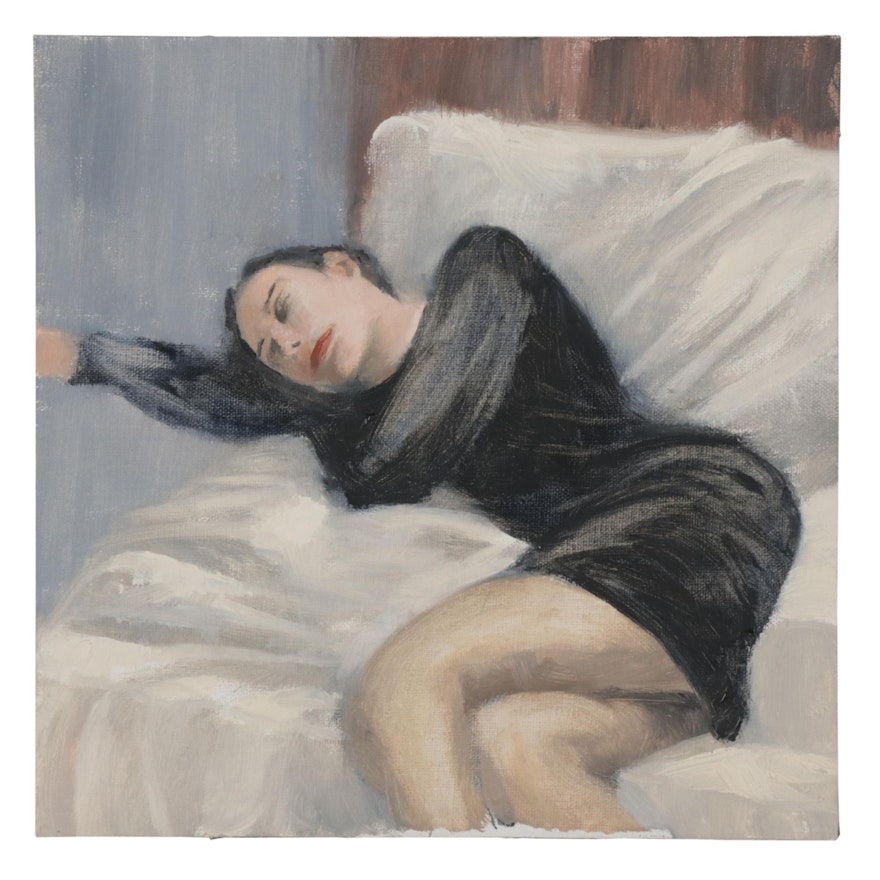 Oil Painting of a Sleeping Woman, 21st Century