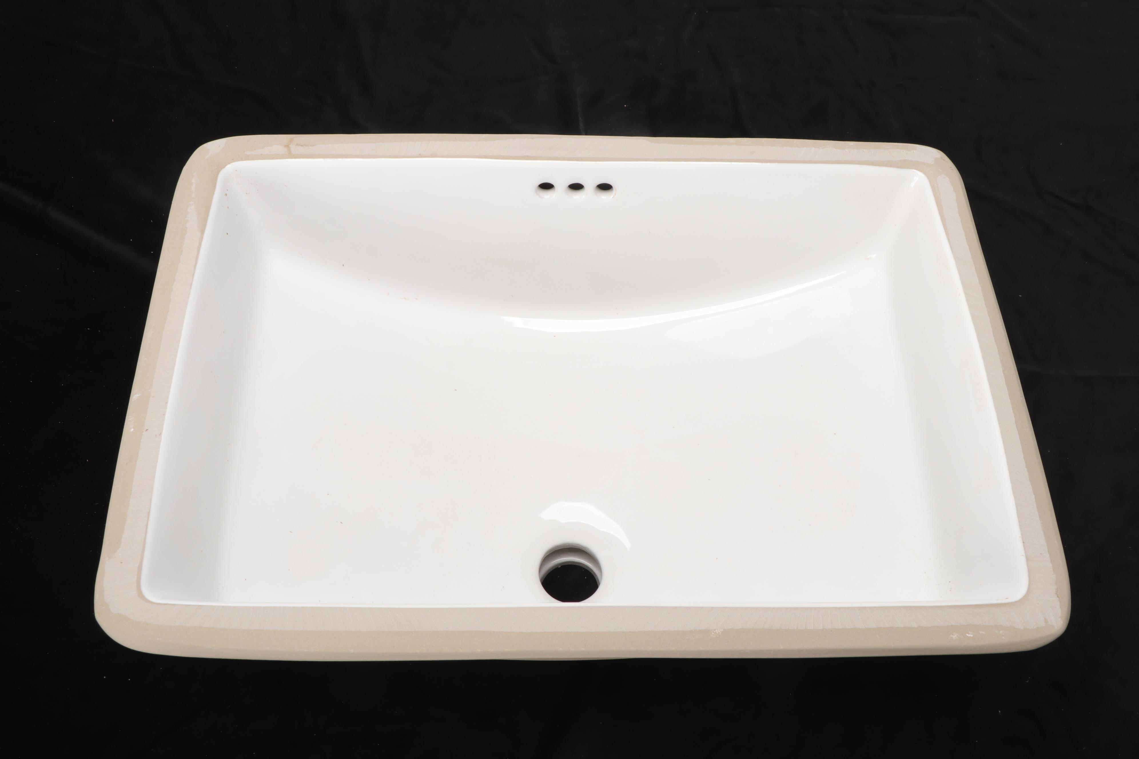 Rectangular Porcelain Undermount Sink with Chrome Widespread Waterfall Faucet