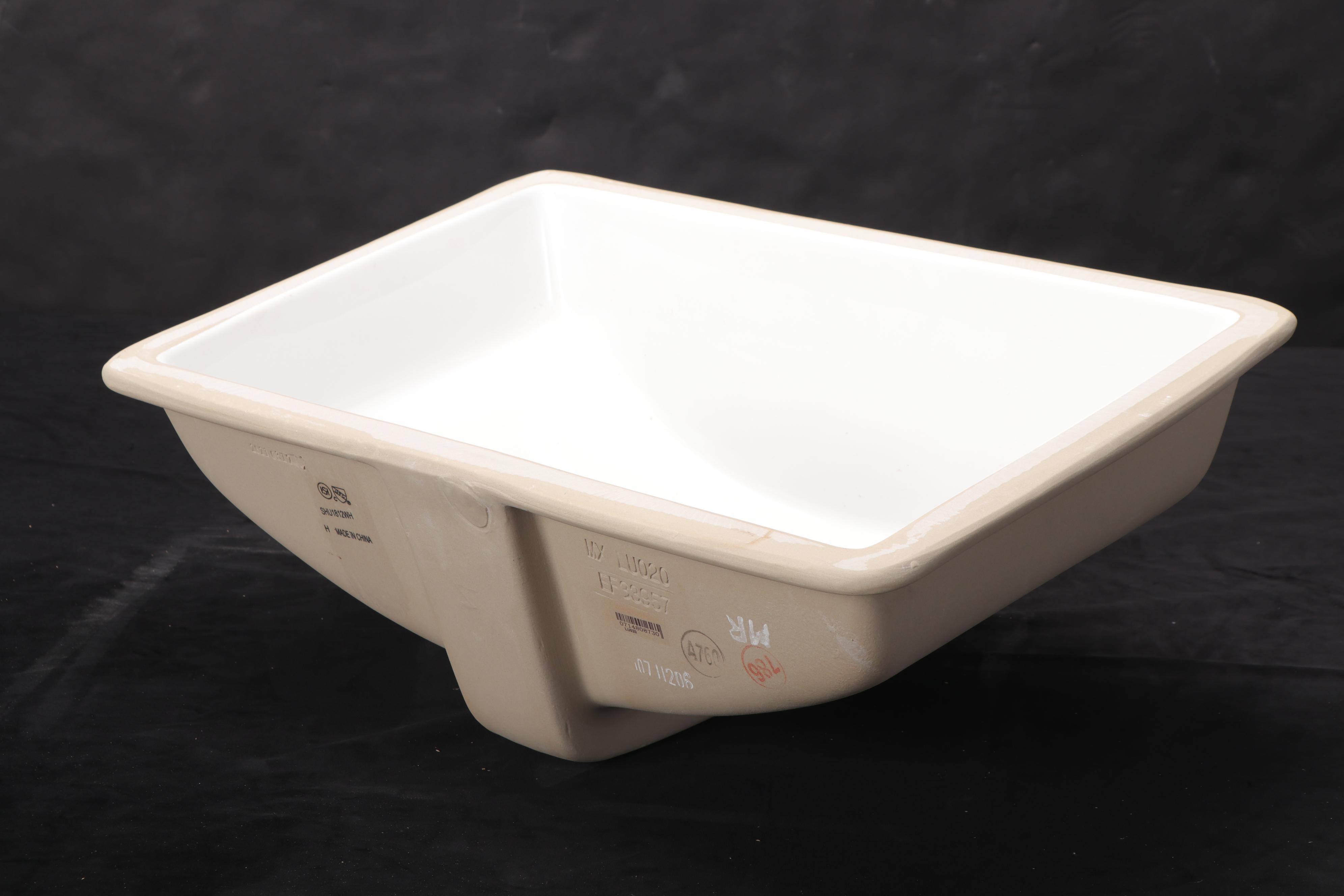 Rectangular Porcelain Undermount Sink with Chrome Widespread Waterfall Faucet