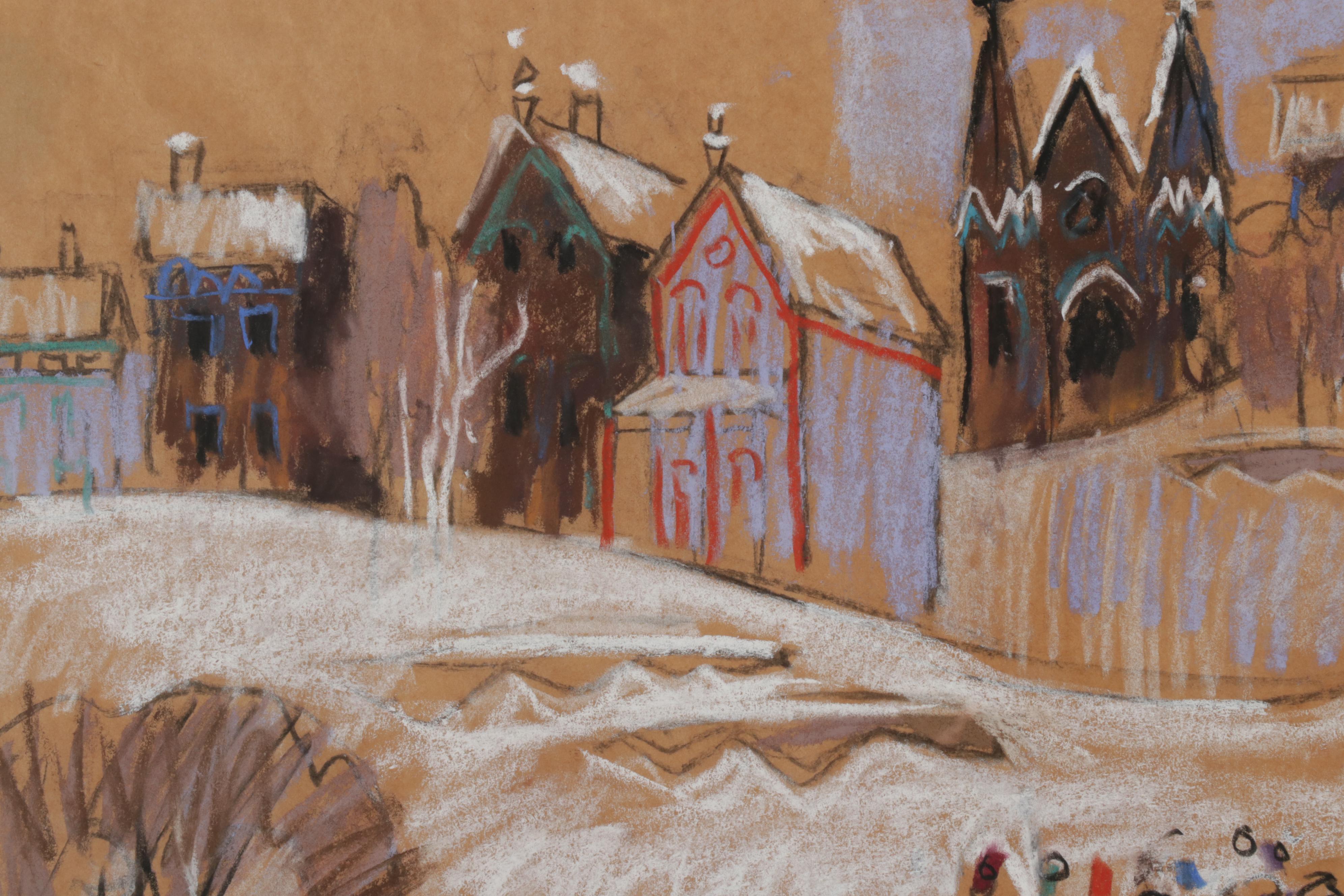 John Richardson Pastel Drawing "The Hanging of the Greens," 1977