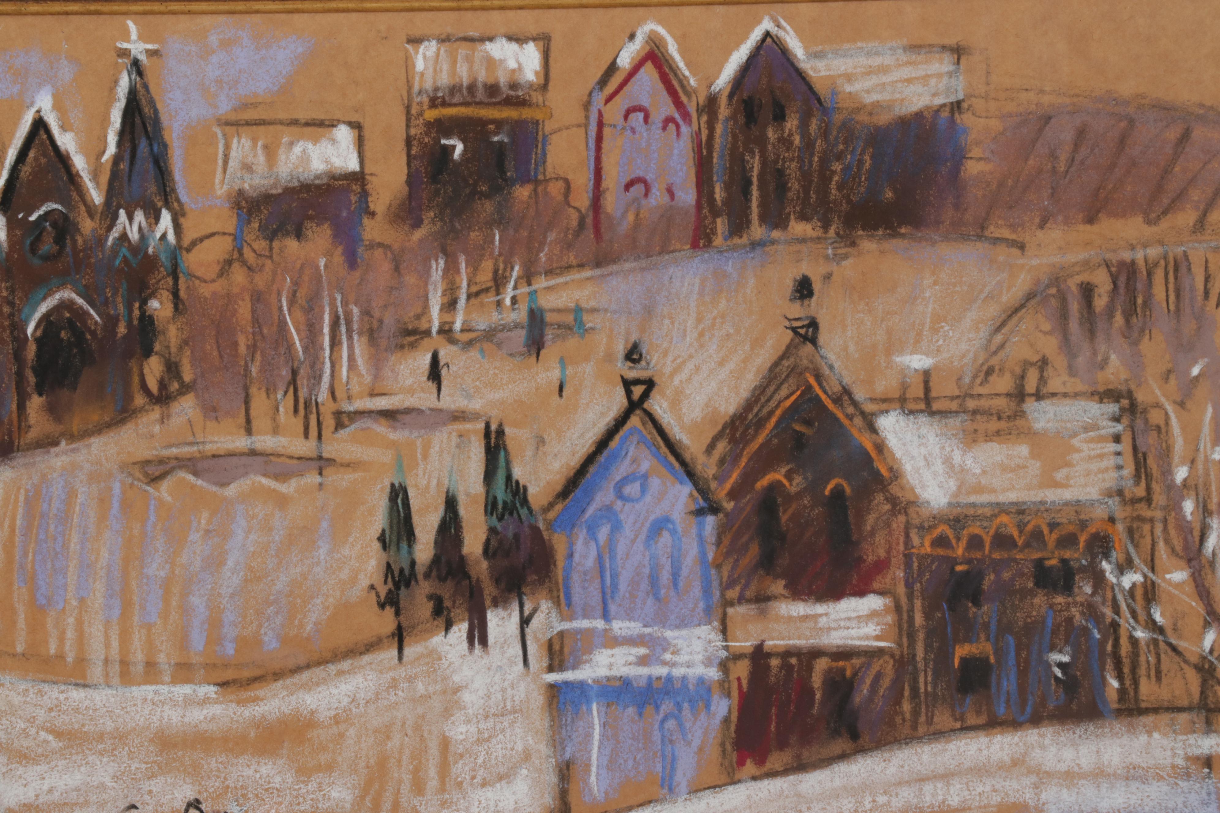 John Richardson Pastel Drawing "The Hanging of the Greens," 1977