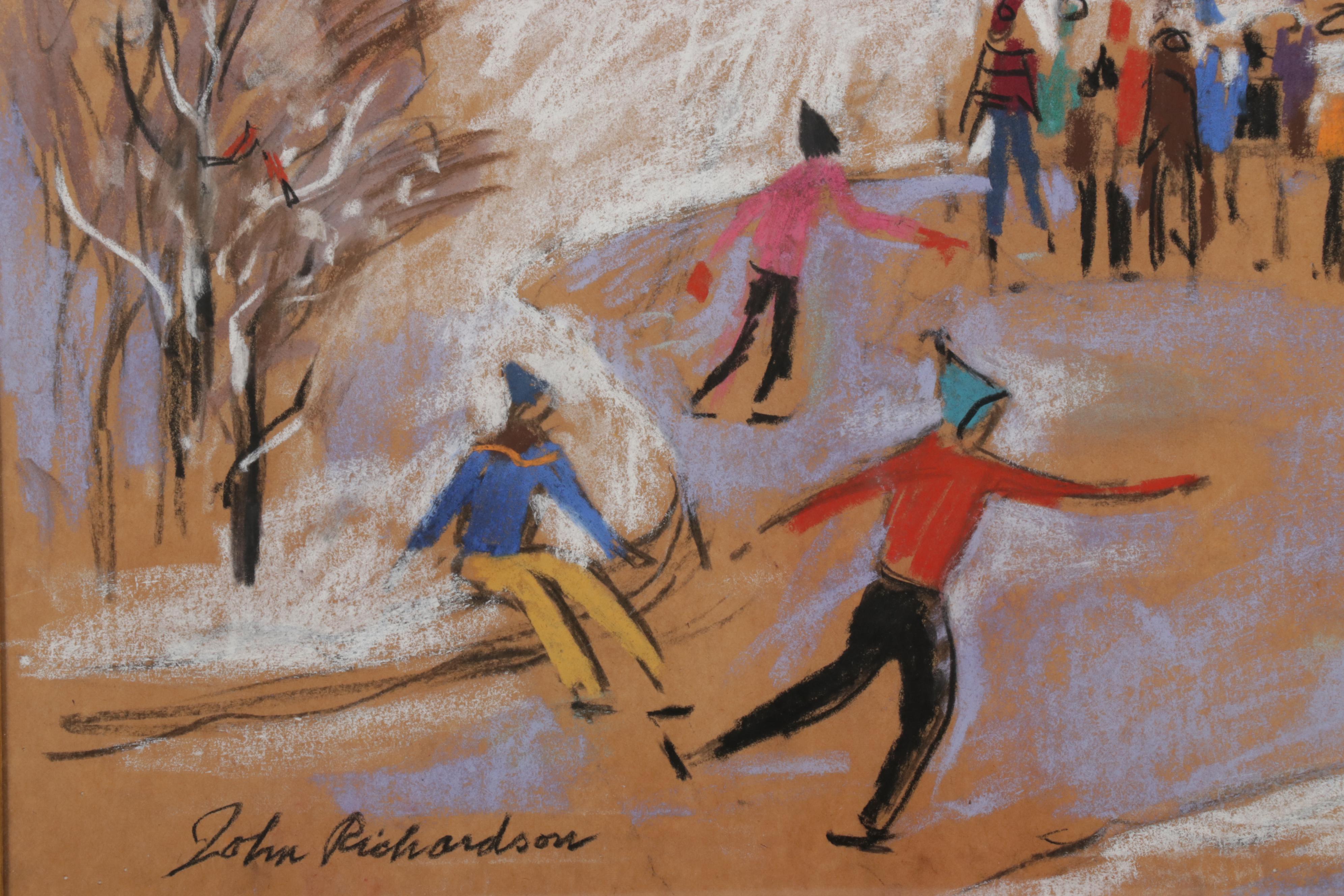 John Richardson Pastel Drawing "The Hanging of the Greens," 1977