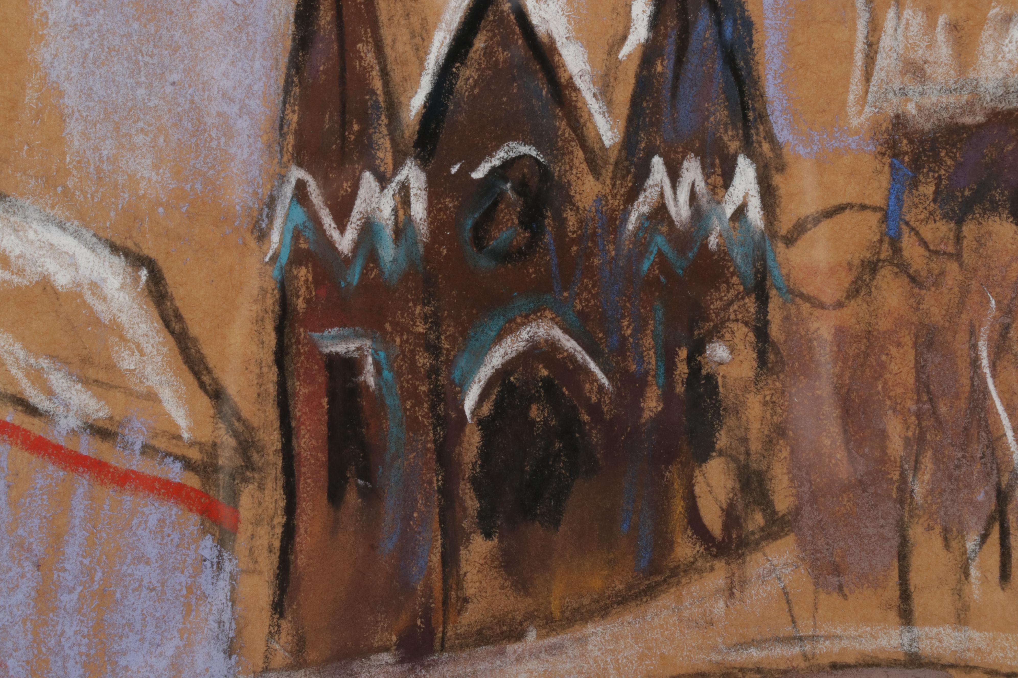 John Richardson Pastel Drawing "The Hanging of the Greens," 1977