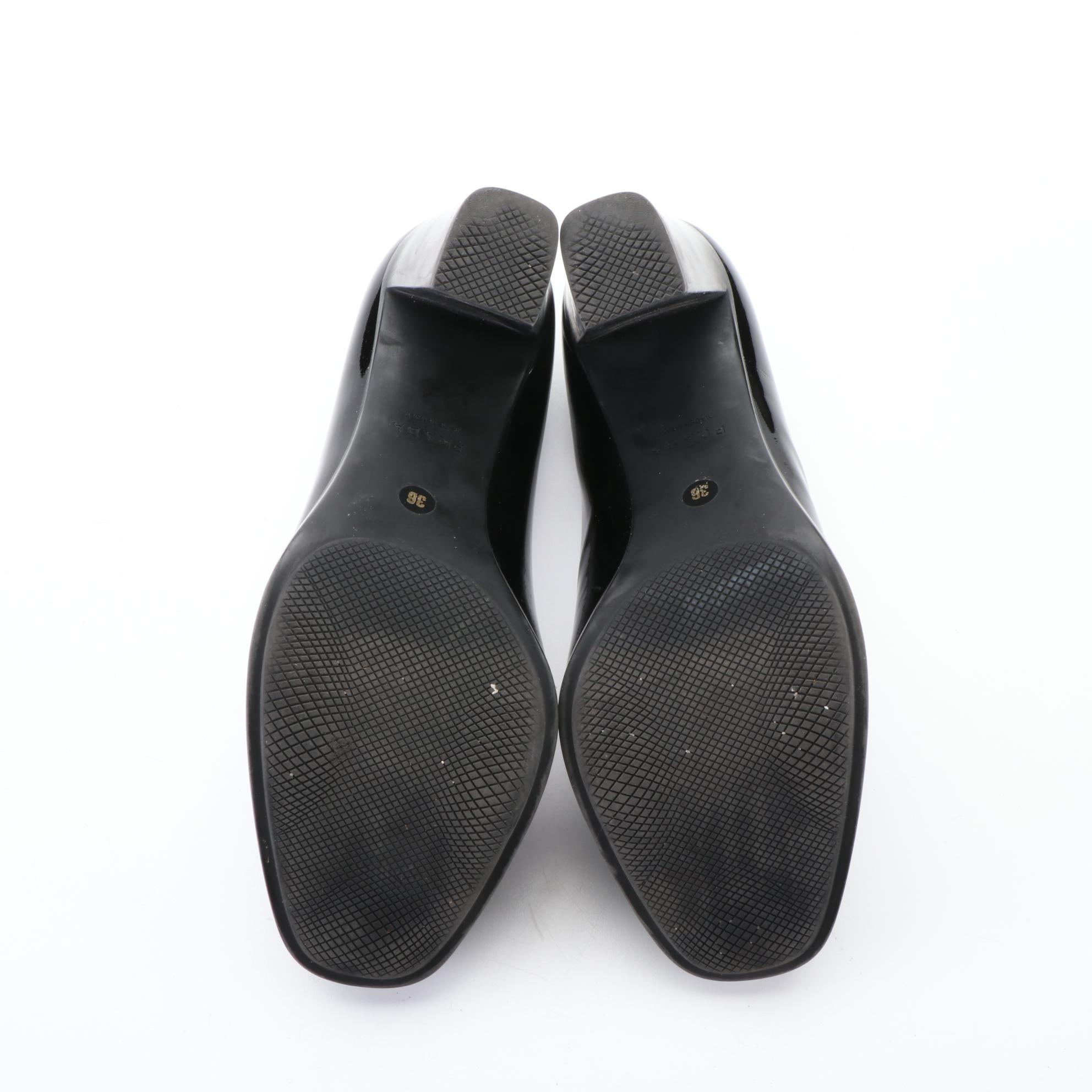 Prada Loafer Style Pumps in Black Patent Leather