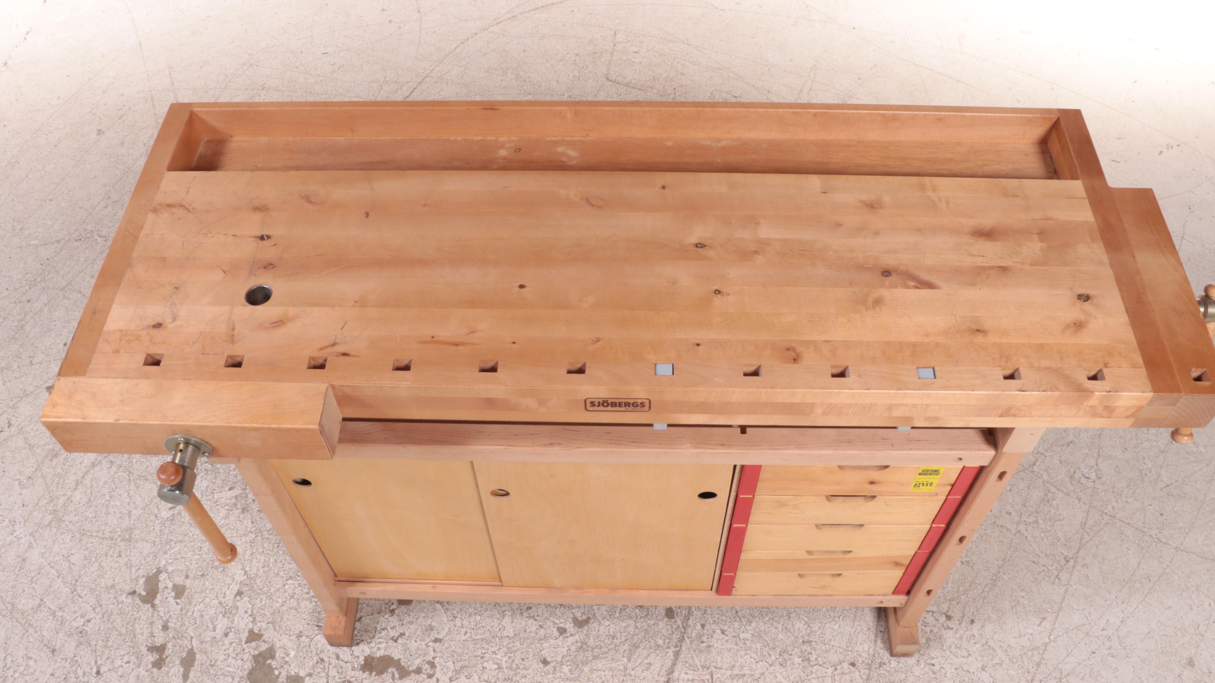 Sjöbergs Maple Workbench with Drawers and Vice Clamp