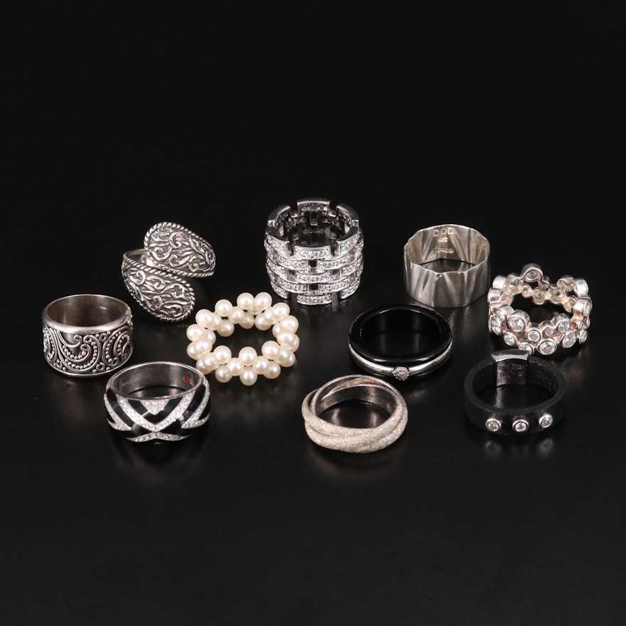 Sterling Rings Including Pearl, Diamond and Cubic Zirconia
