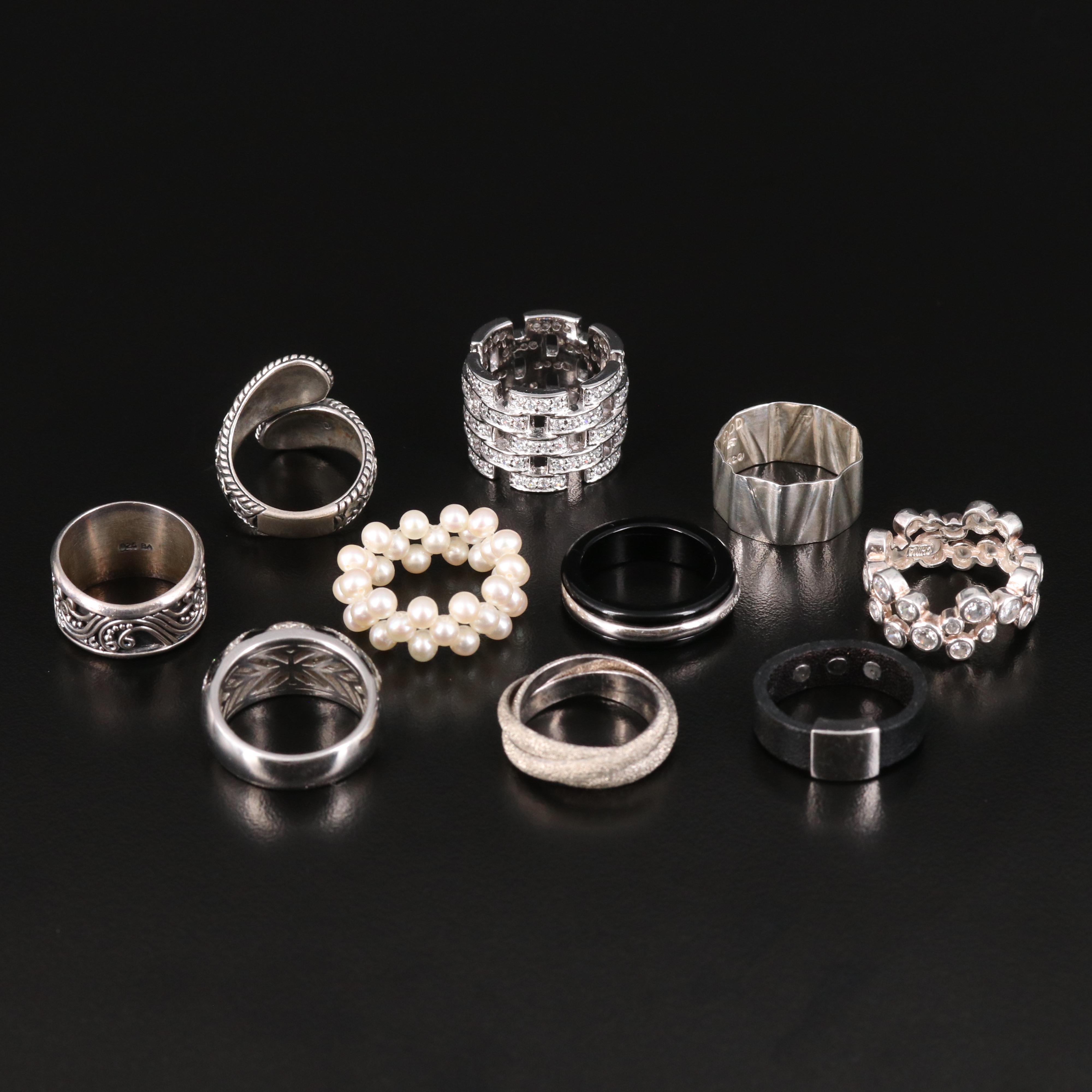 Sterling Rings Including Pearl, Diamond and Cubic Zirconia