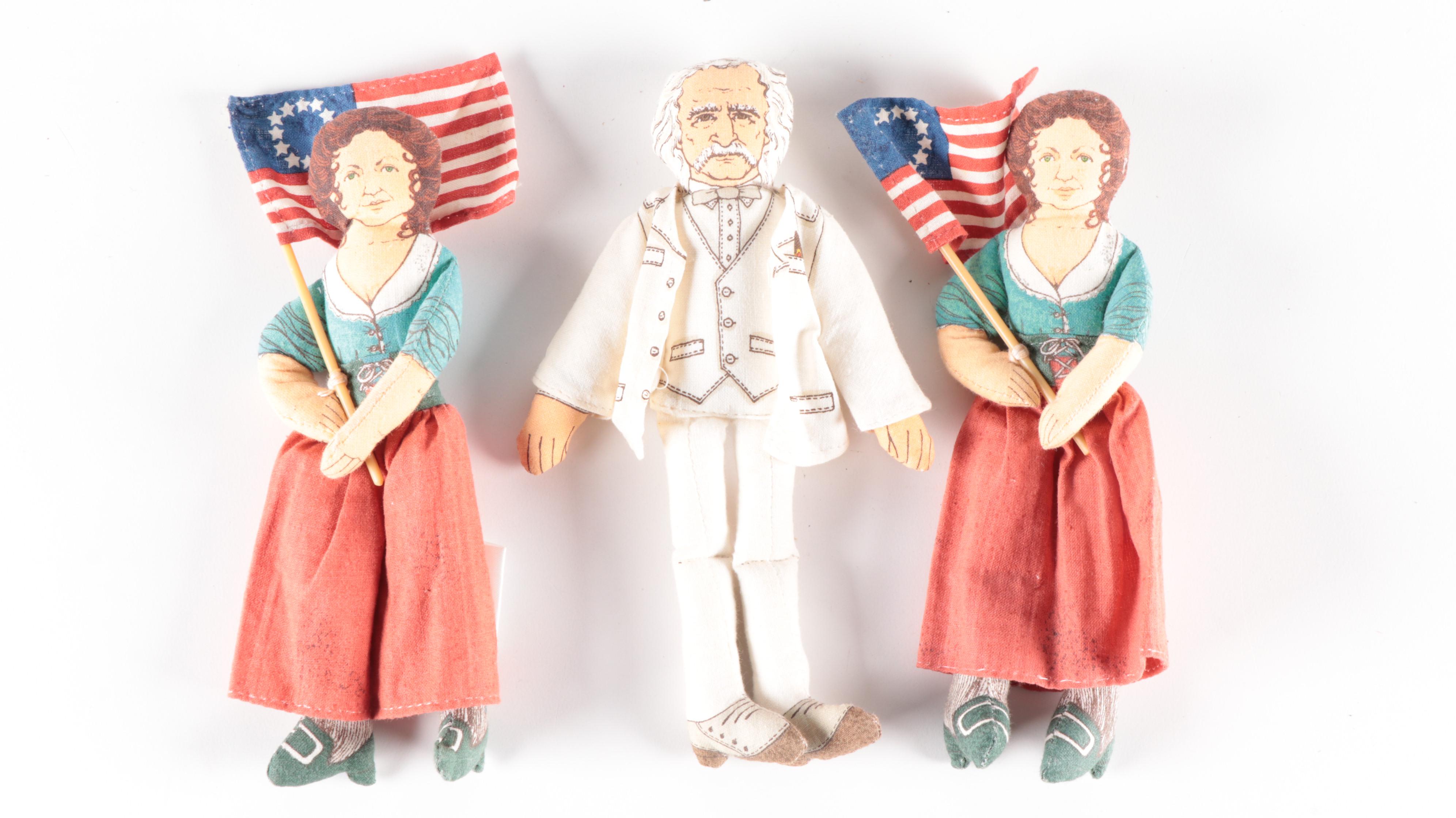 Hallmark Cloth Dolls Including "Mark Twain", "Susan B. Anthony" and Others