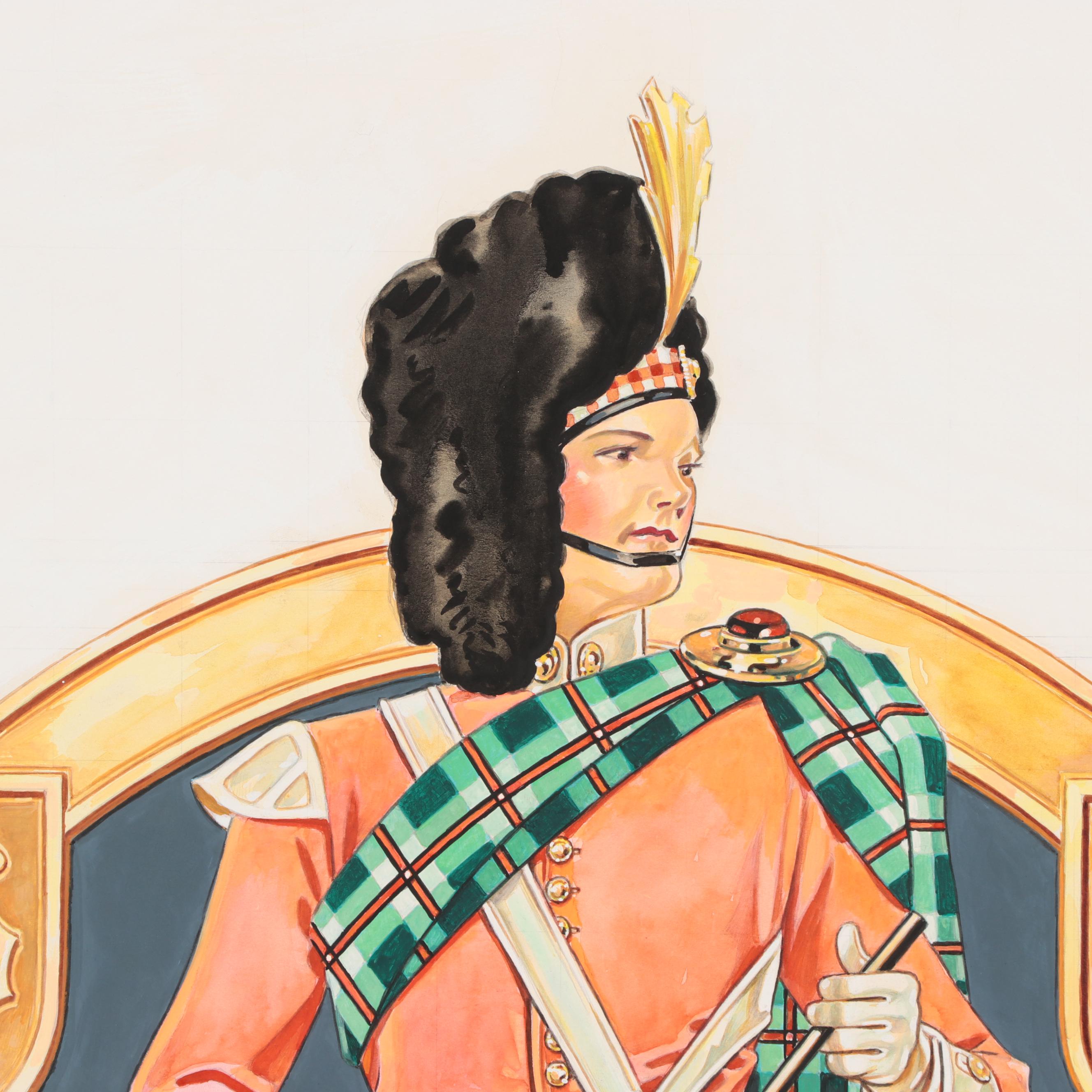 Ted E. Schrock Figurative Gouache Illustrations of Men in Uniform, Circa 1940